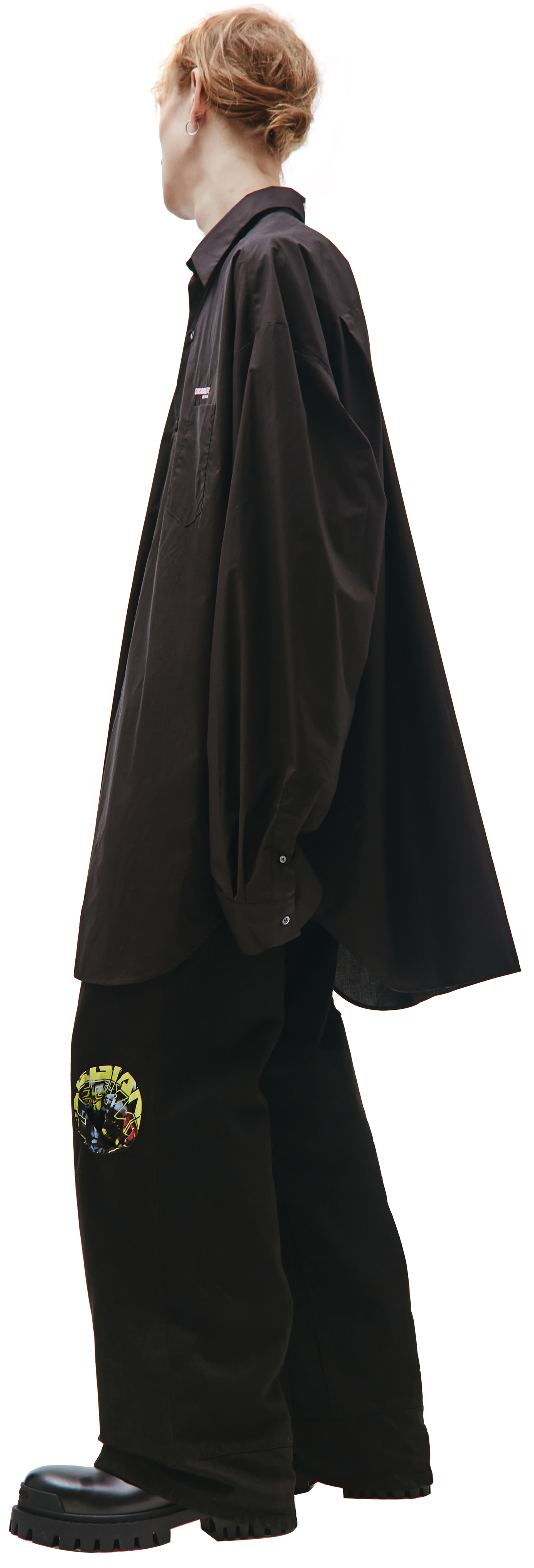 Raf Simons Черная Оверсайз рубашка с принтом