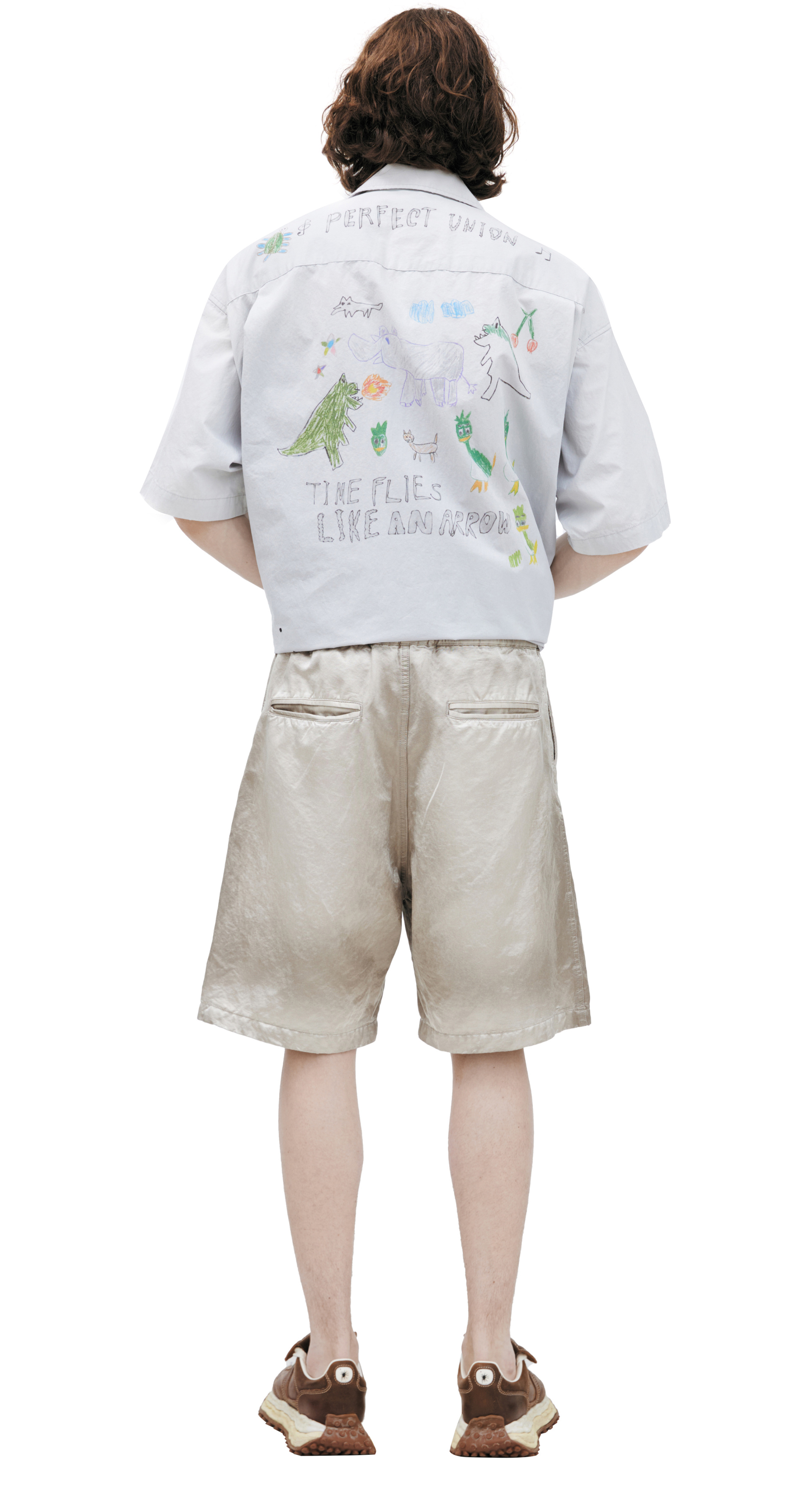 Maison Mihara Yasuhiro Бежевые шорты с потертостями