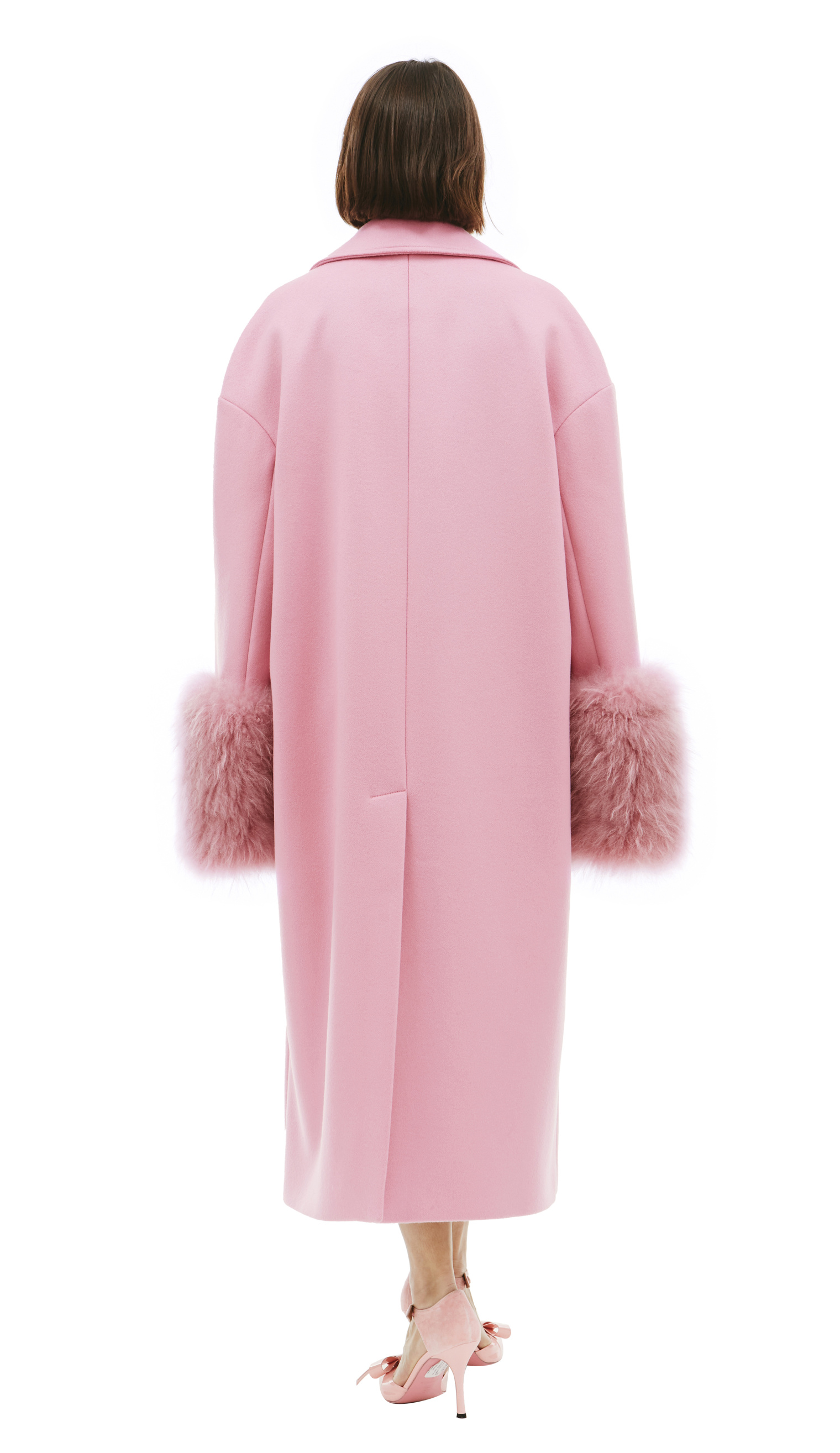 Blumarine Шерстяное пальто с меховой отделкой
