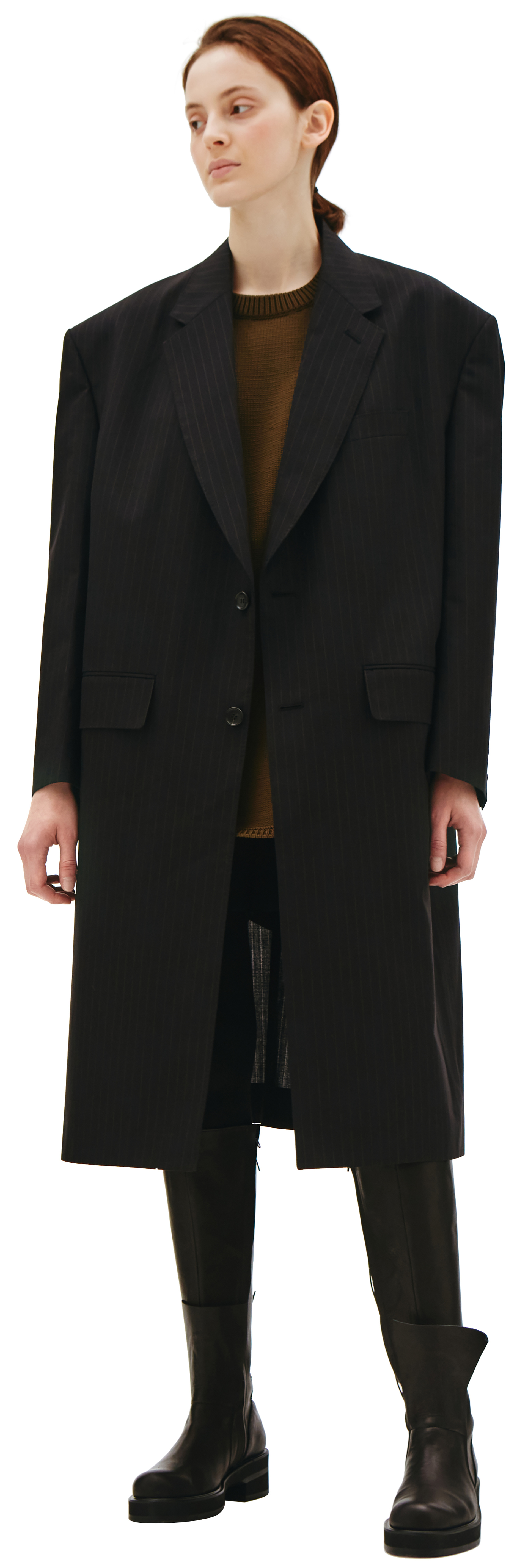 Junya Watanabe Оверсайз пальто в полоску