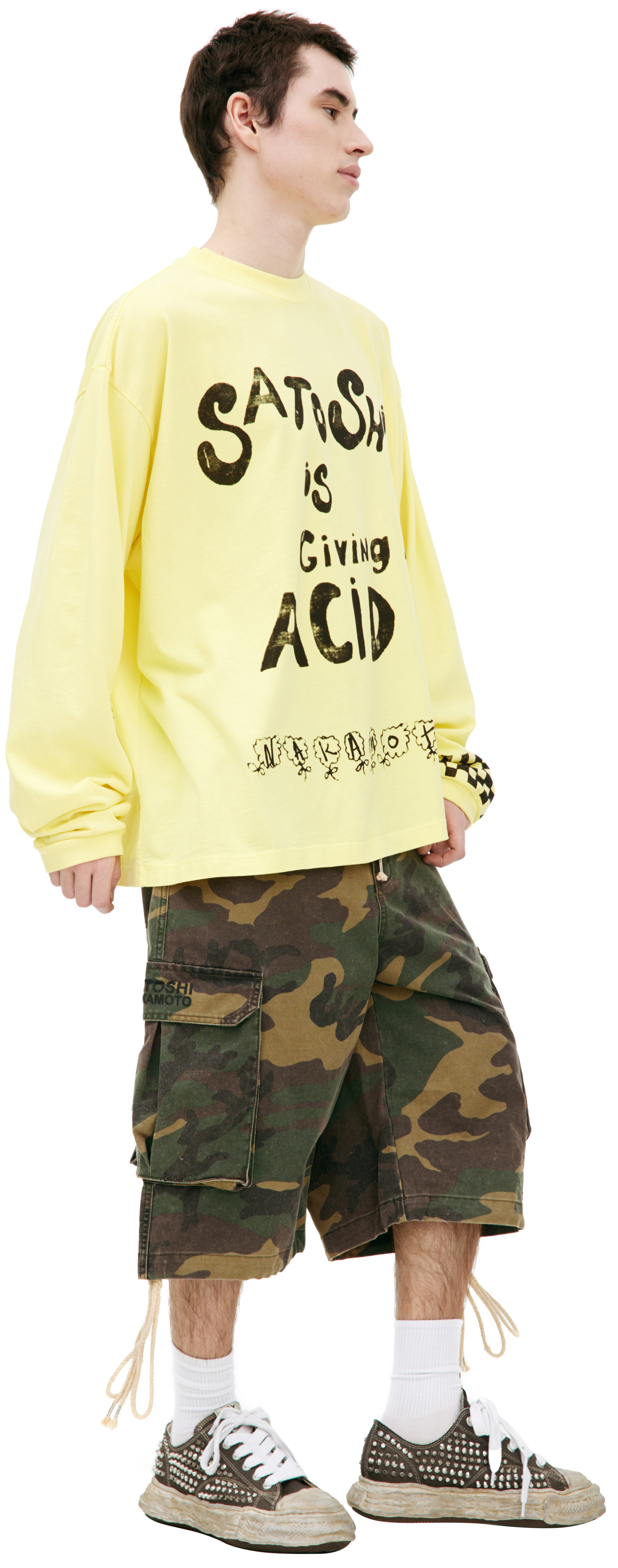 Satoshi Nakamoto Желтый лонгслив с монопринтом