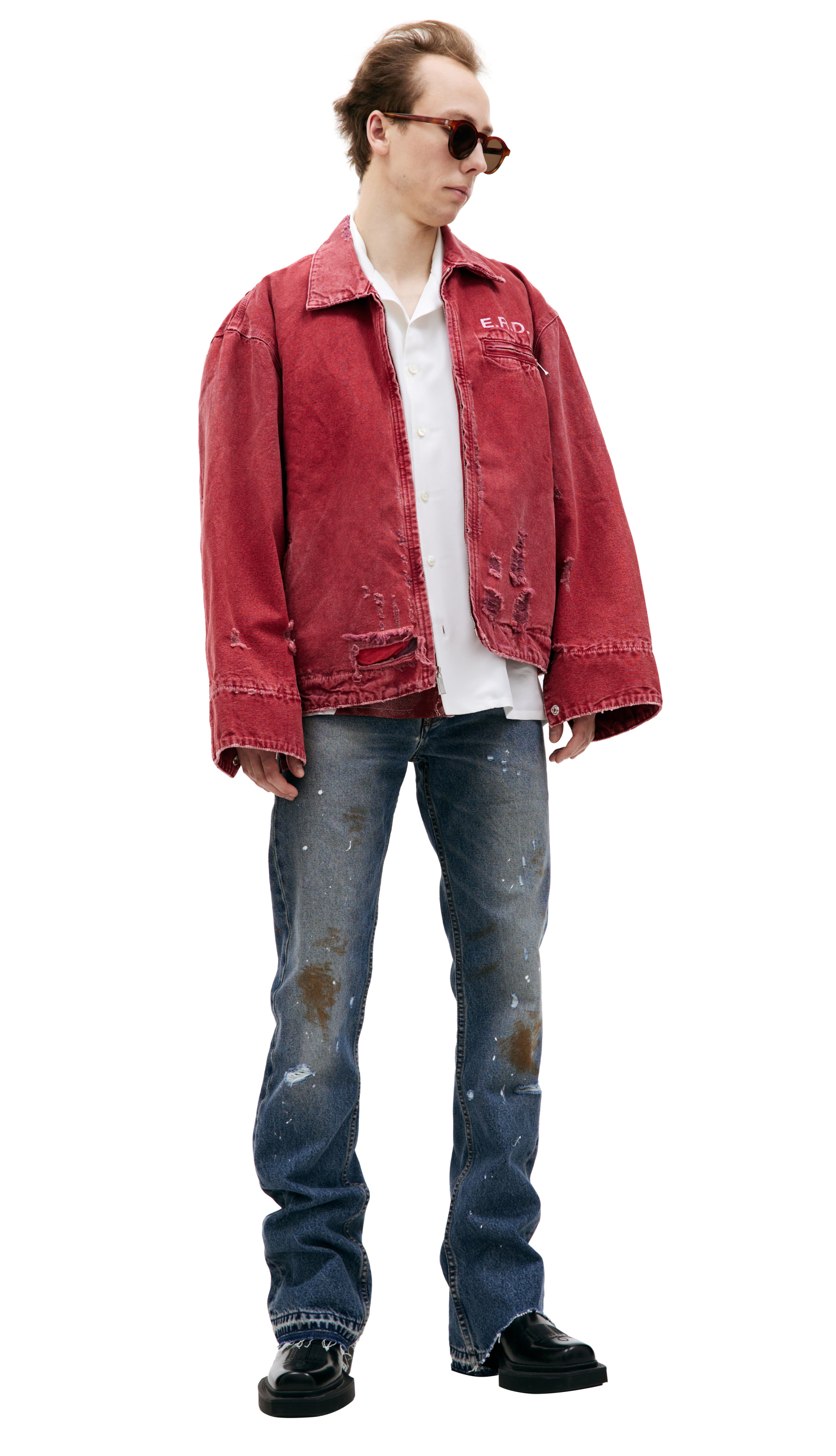 Enfants Riches Déprimés Рваная джинсовая куртка с принтом