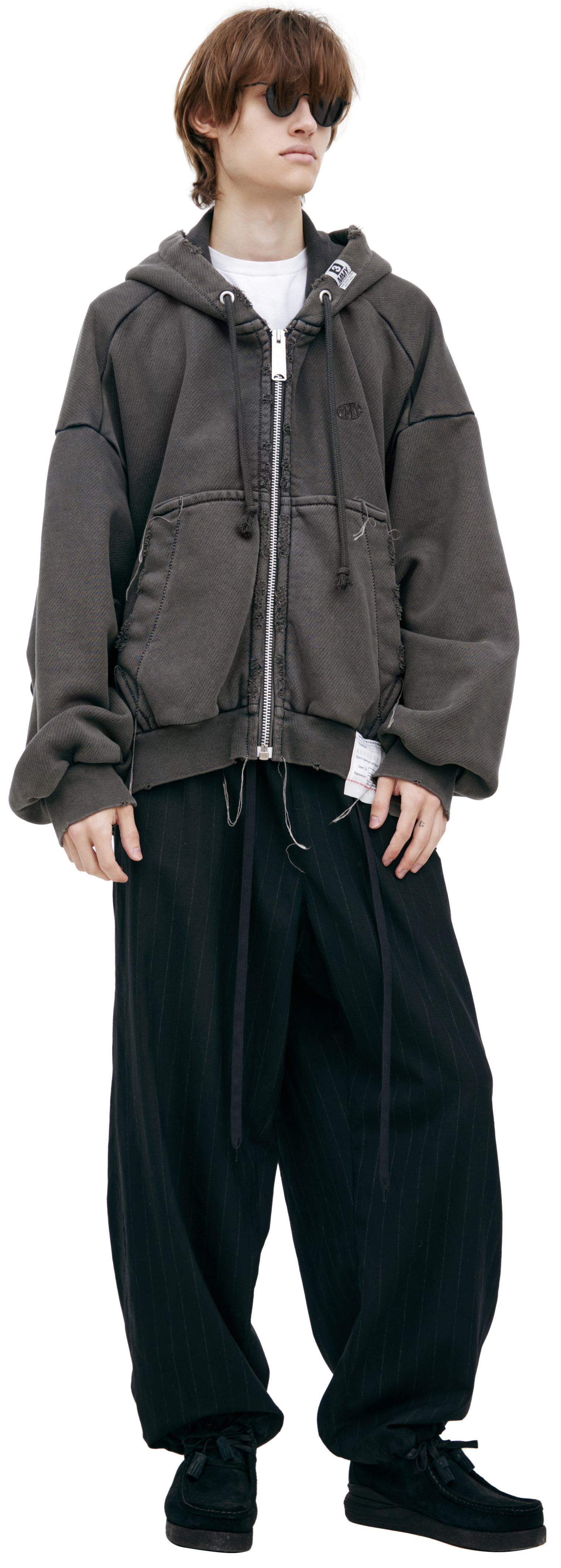 Maison Mihara Yasuhiro Серое худи на молнии