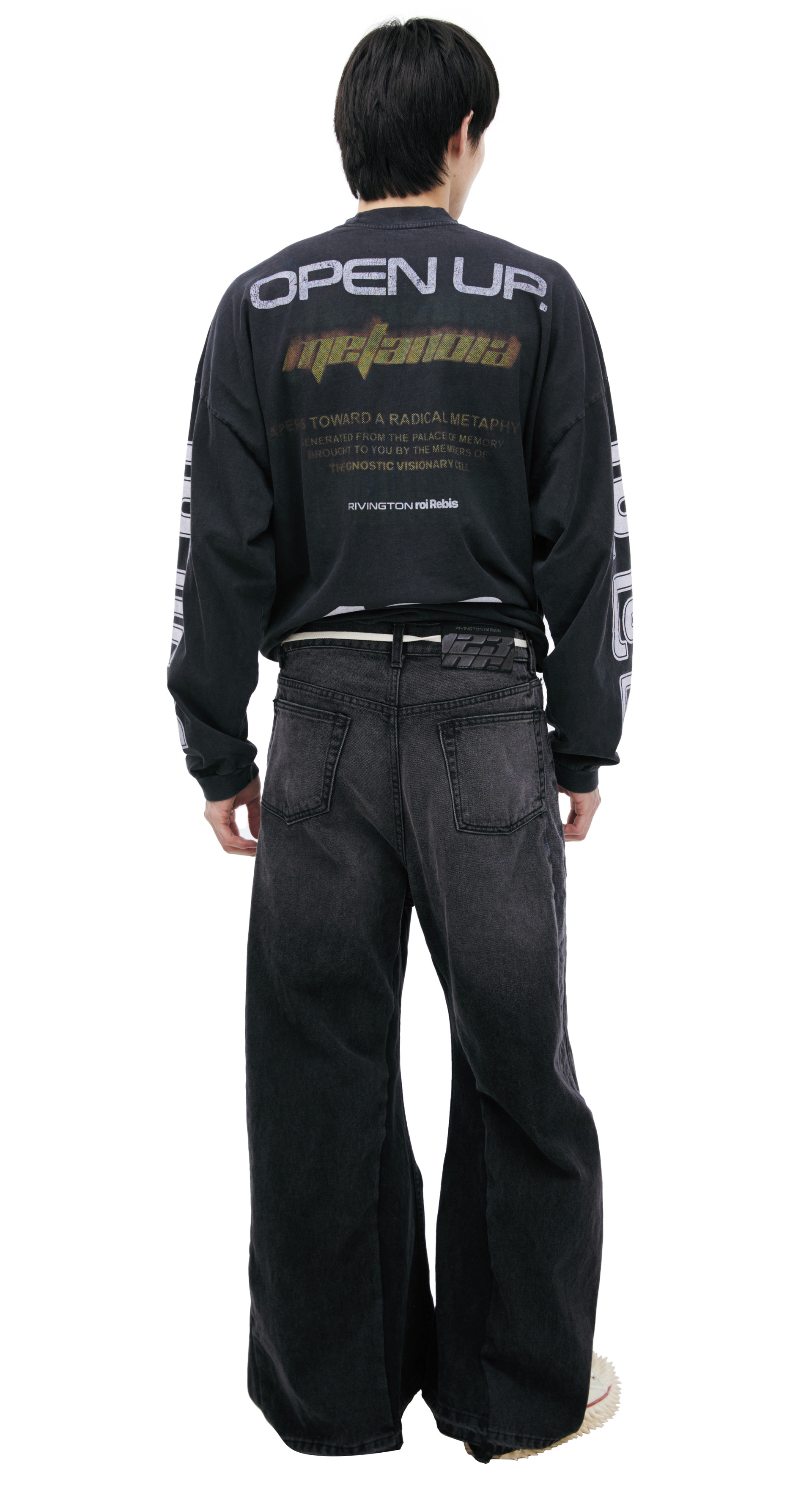 RRR123 Серые джинсы клеш