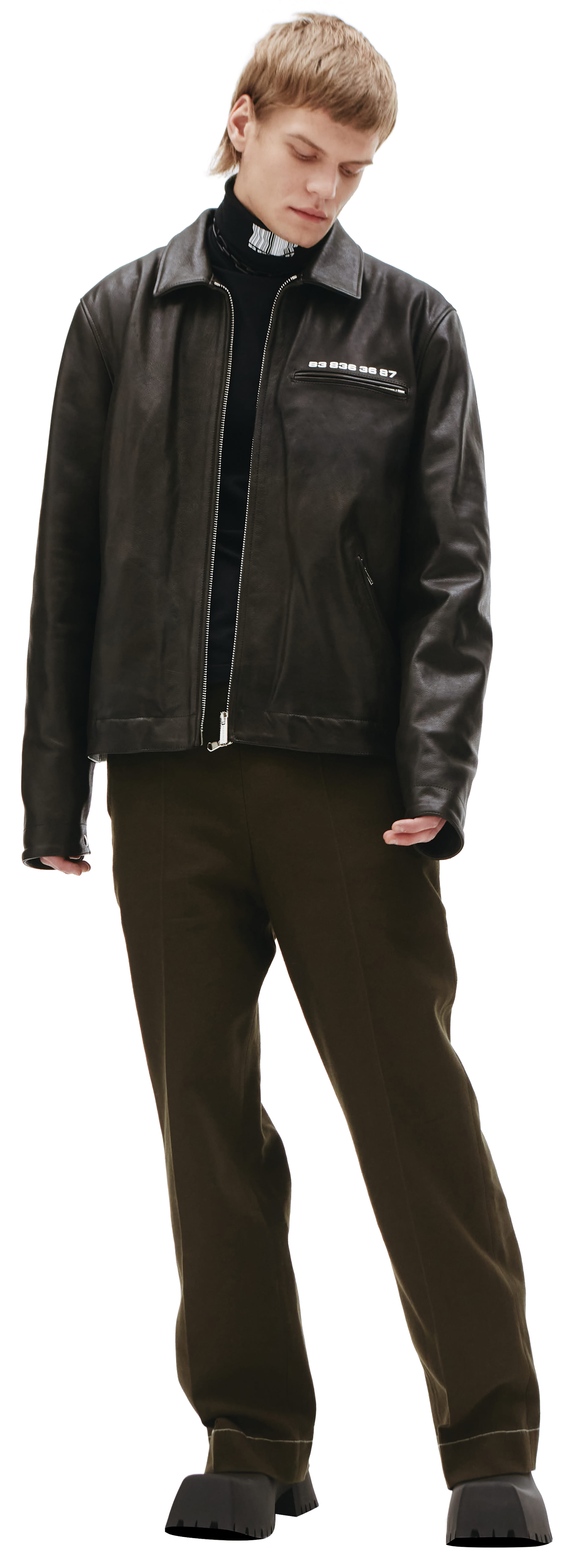 VTMNTS Кожаный куртка с принтом штрихкода