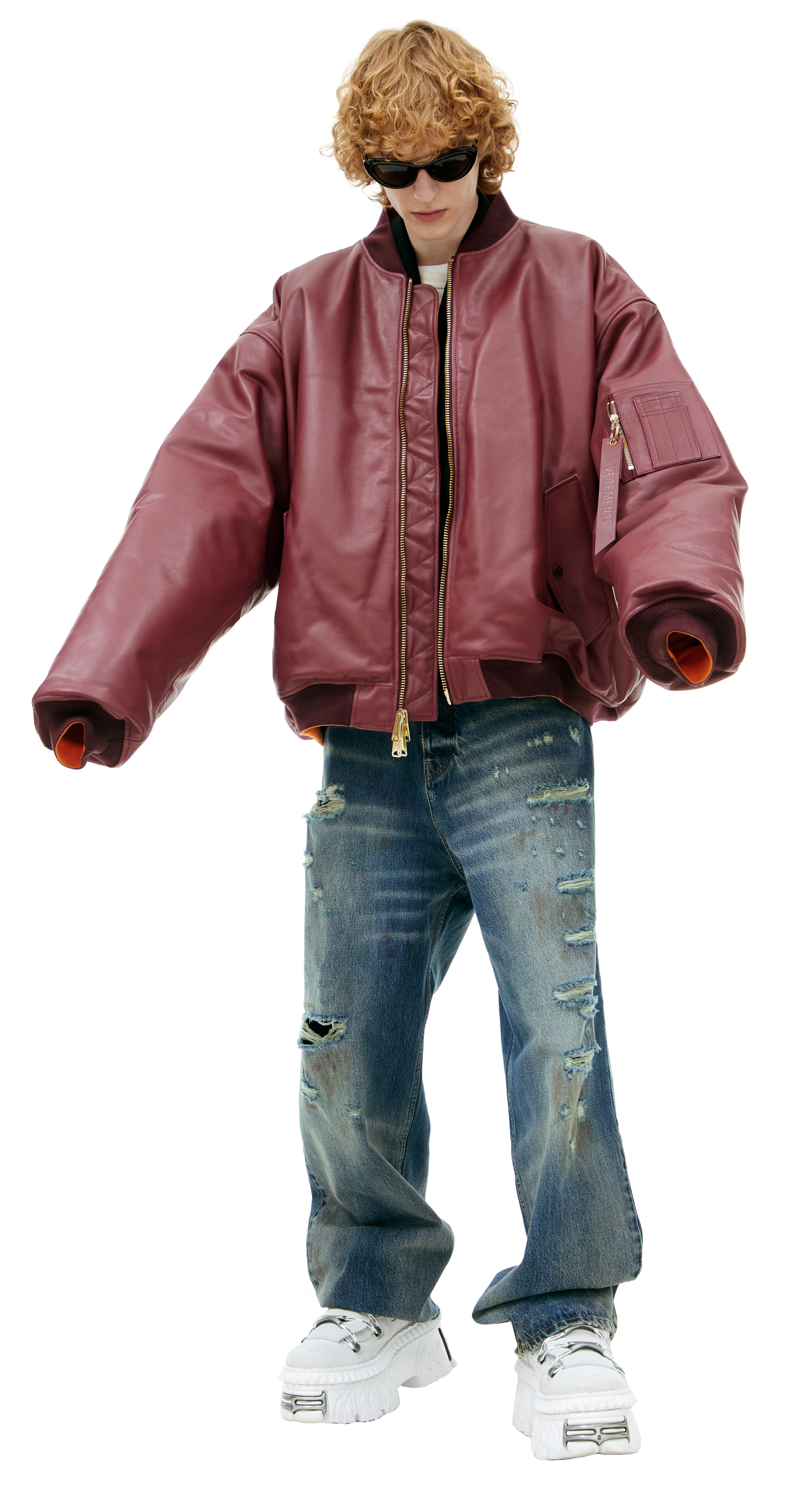 VETEMENTS Кожаный бомбер на молнии