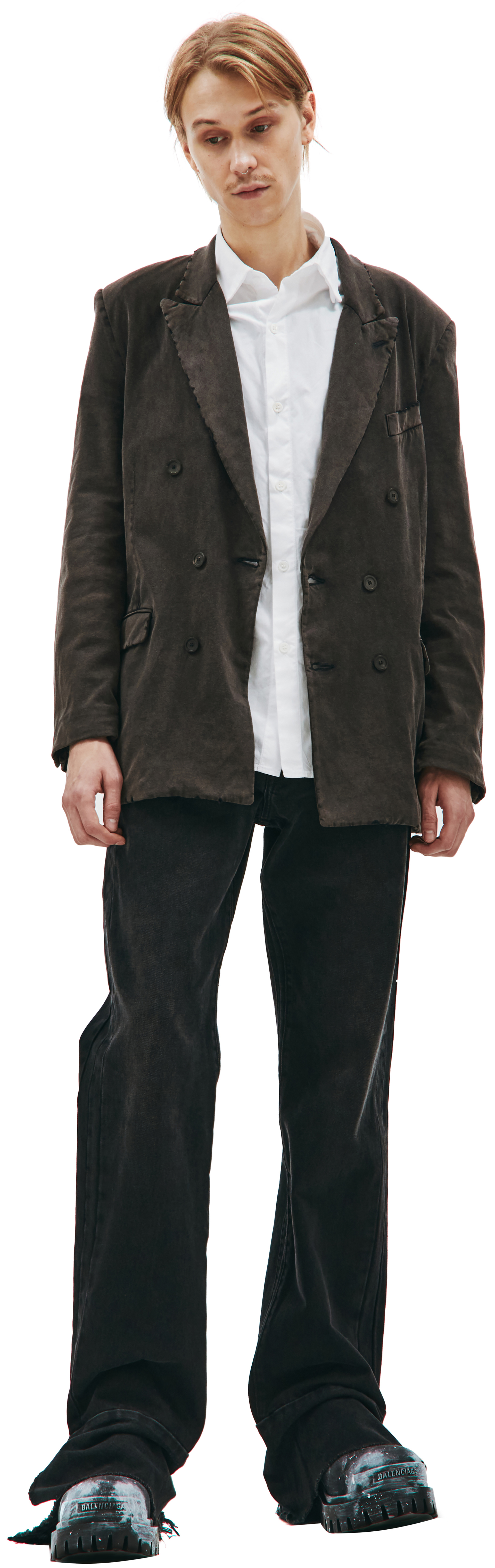 Balenciaga Двубортный пиджак с выстиранным эффектом