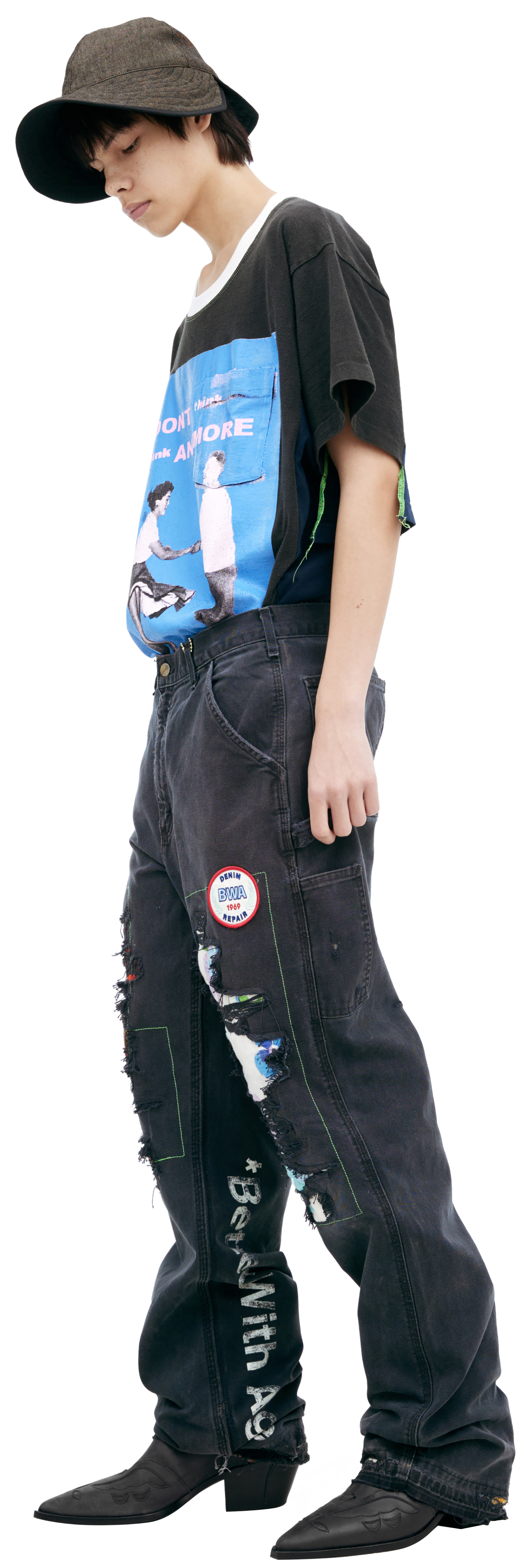 BETTER WITH AGE Черные джинсы с заплатками