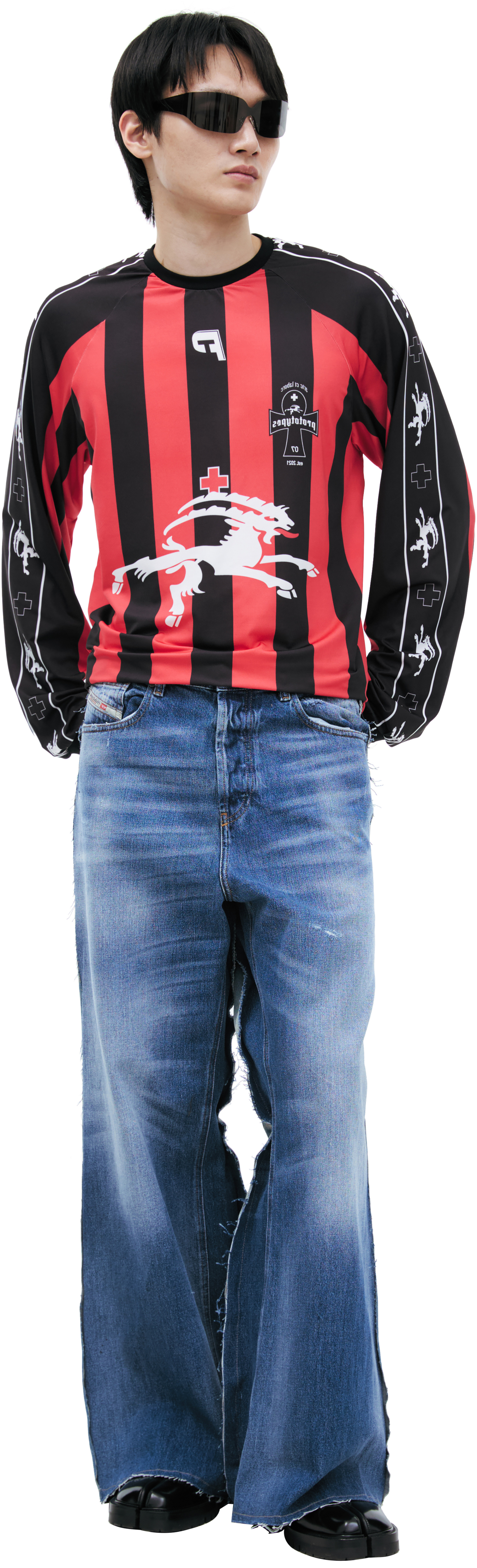 PROTOTYPES Широкие джинсы с эффектом краски