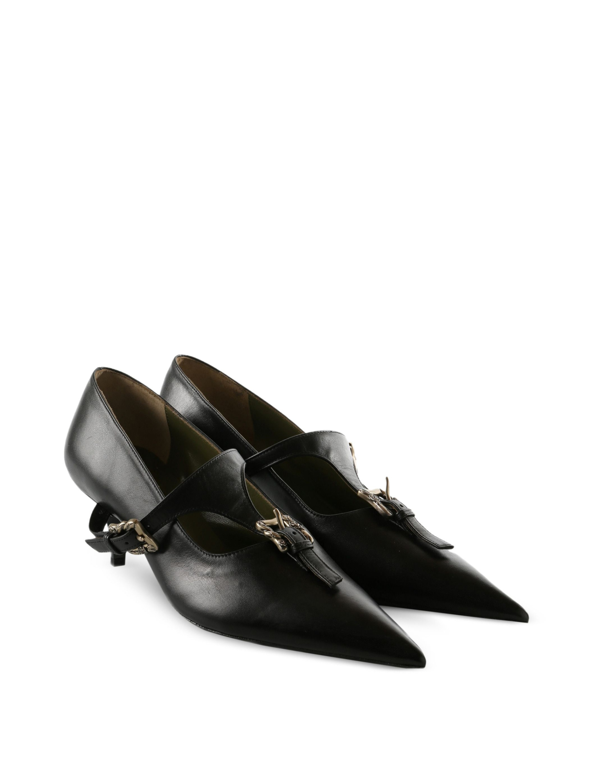 Enfants Riches Déprimés Обувь-120-597 кожа,туфли, kitten hill, ремешок, хакки подклад,черные