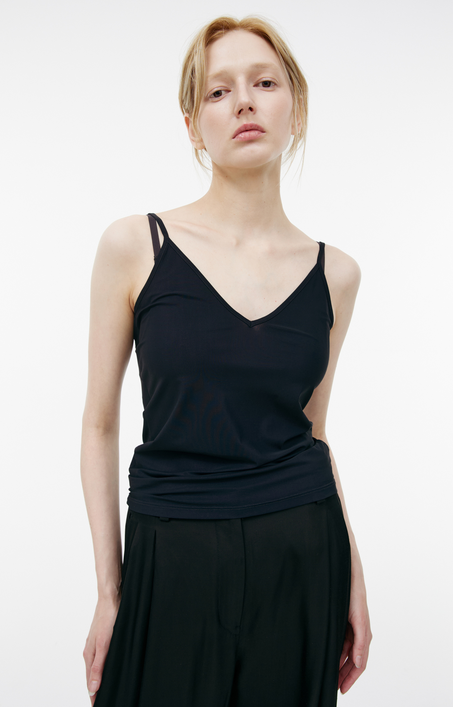 Jil Sander Черный топ с V-вырезом