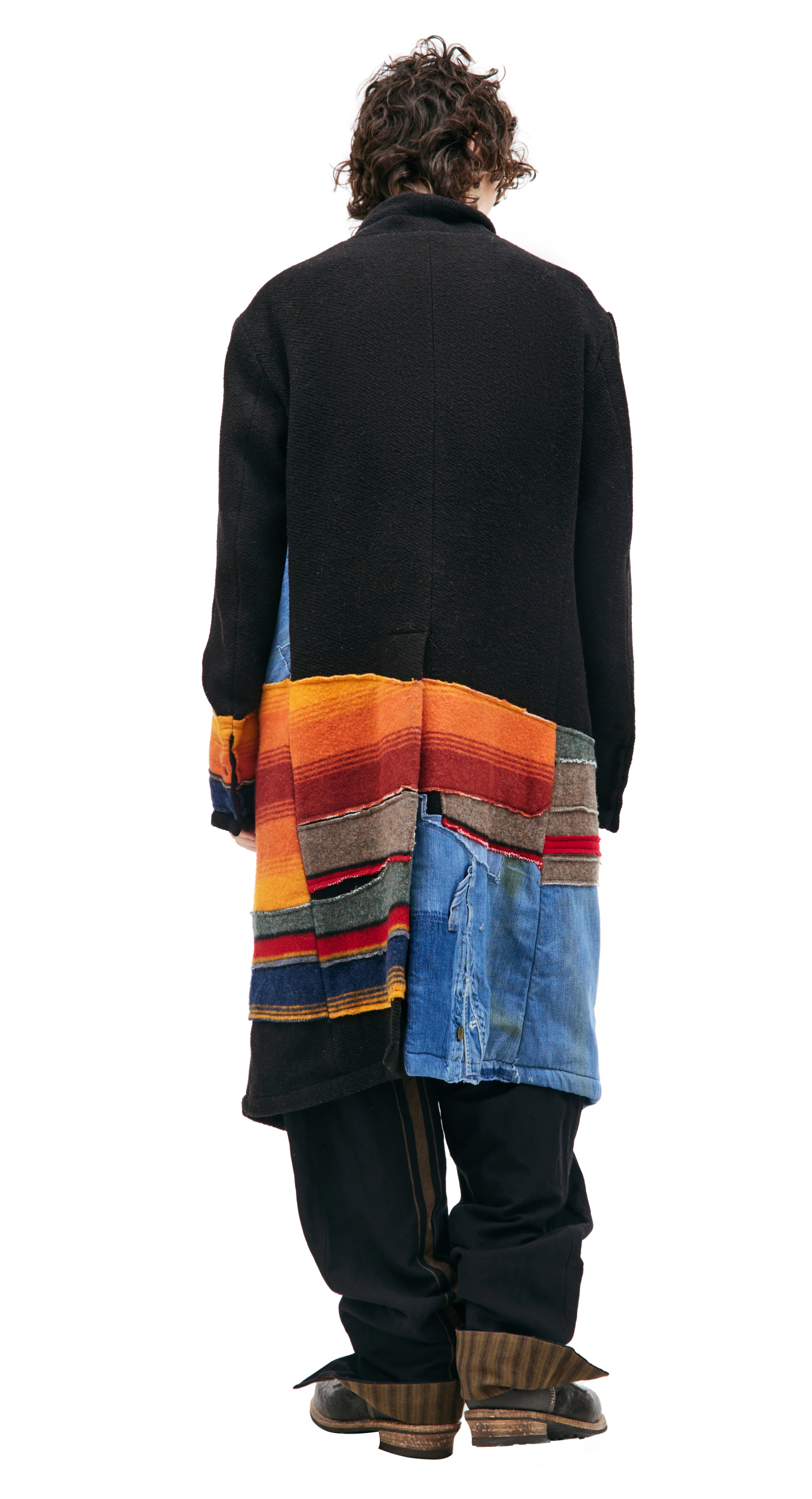 Greg Lauren Пальто пэчворк из шерсти