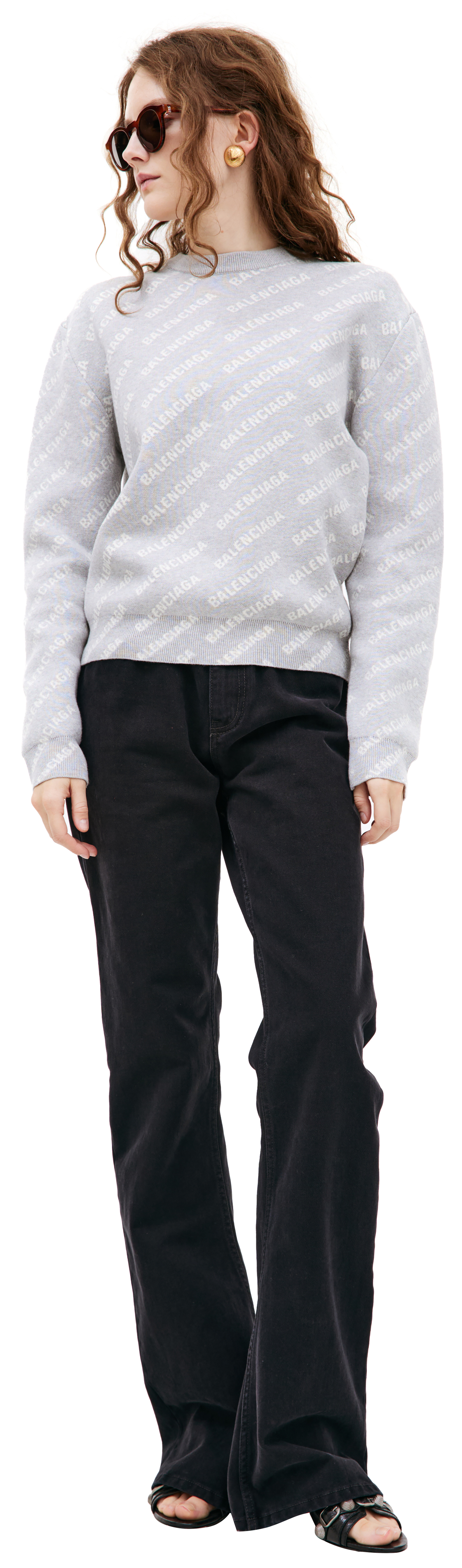 Balenciaga Серый свитер с логотипом
