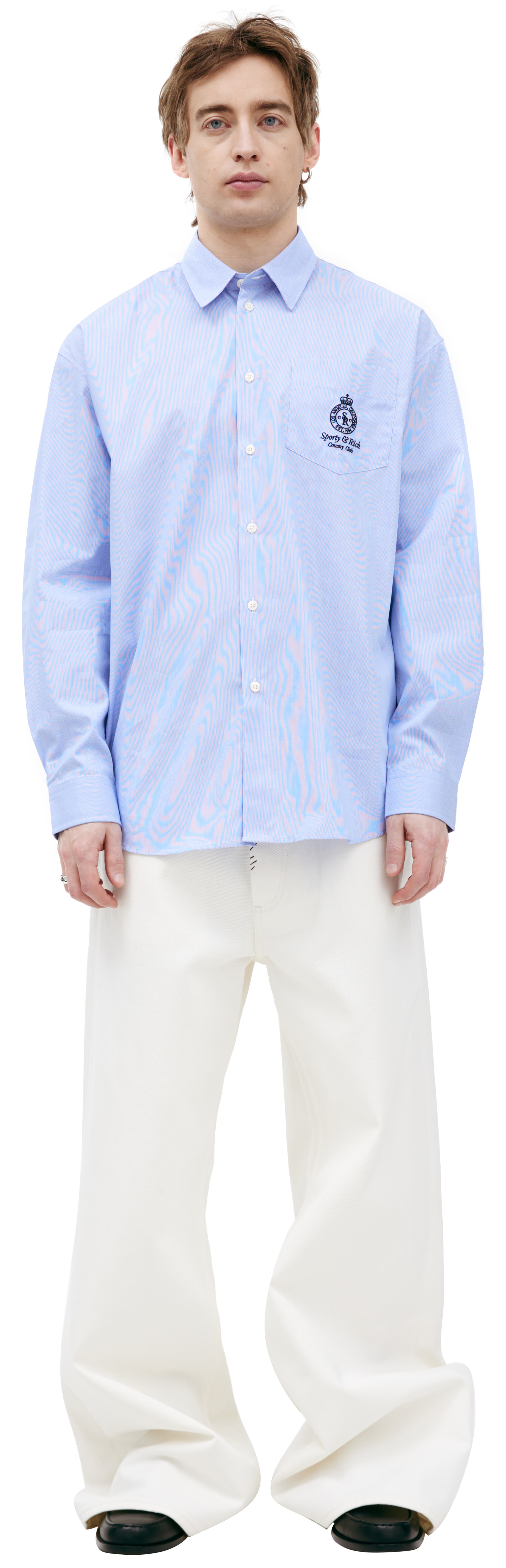 SPORTY & RICH Голубая рубашка в полоску