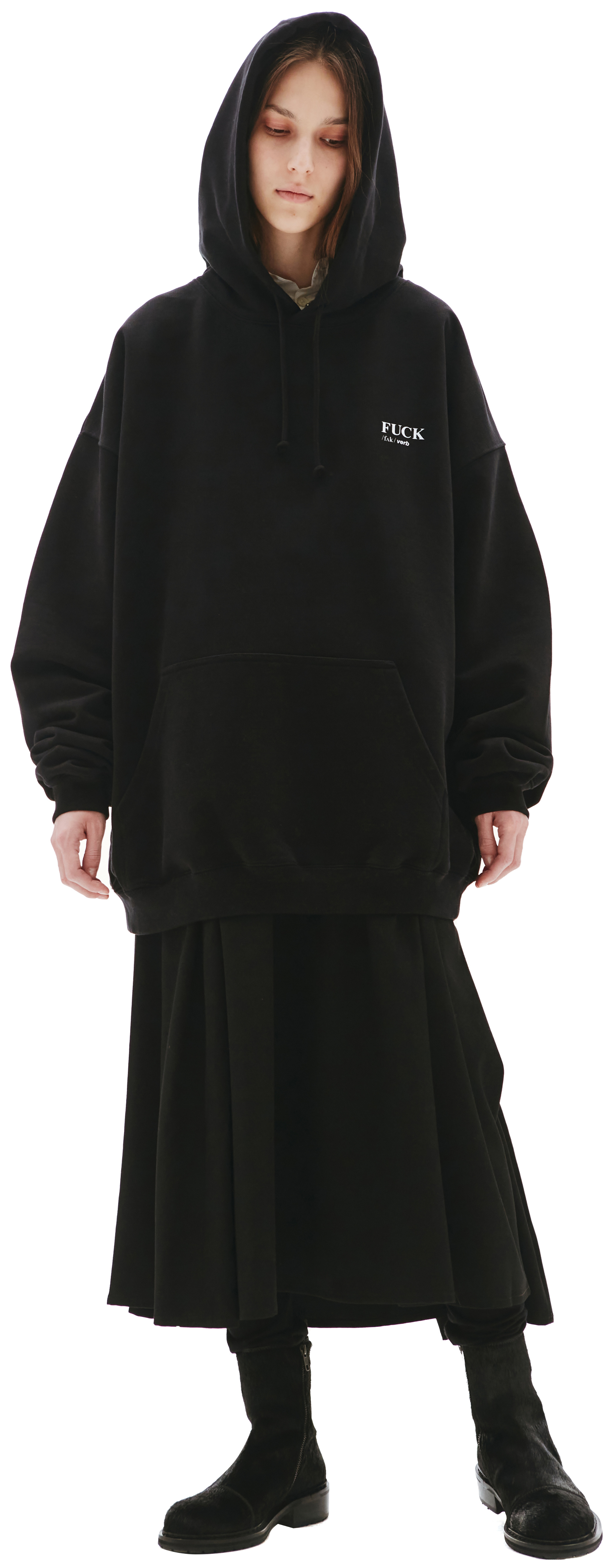 VETEMENTS Черное худи с принтом Fuck Verb