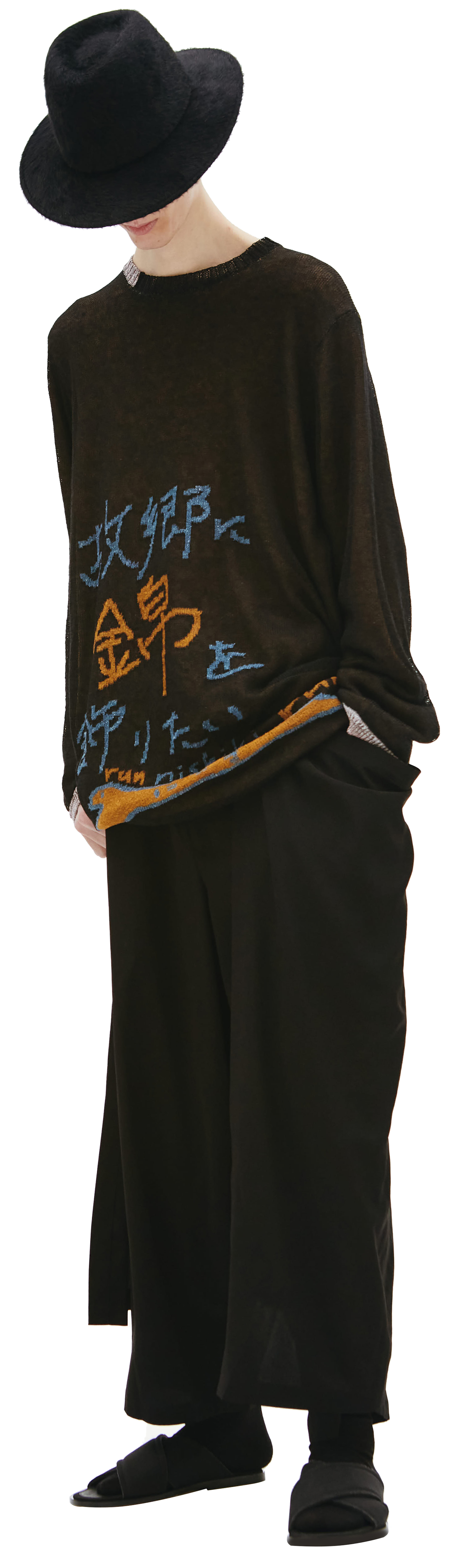 Yohji Yamamoto Черный свитер \'What\'s your name\'