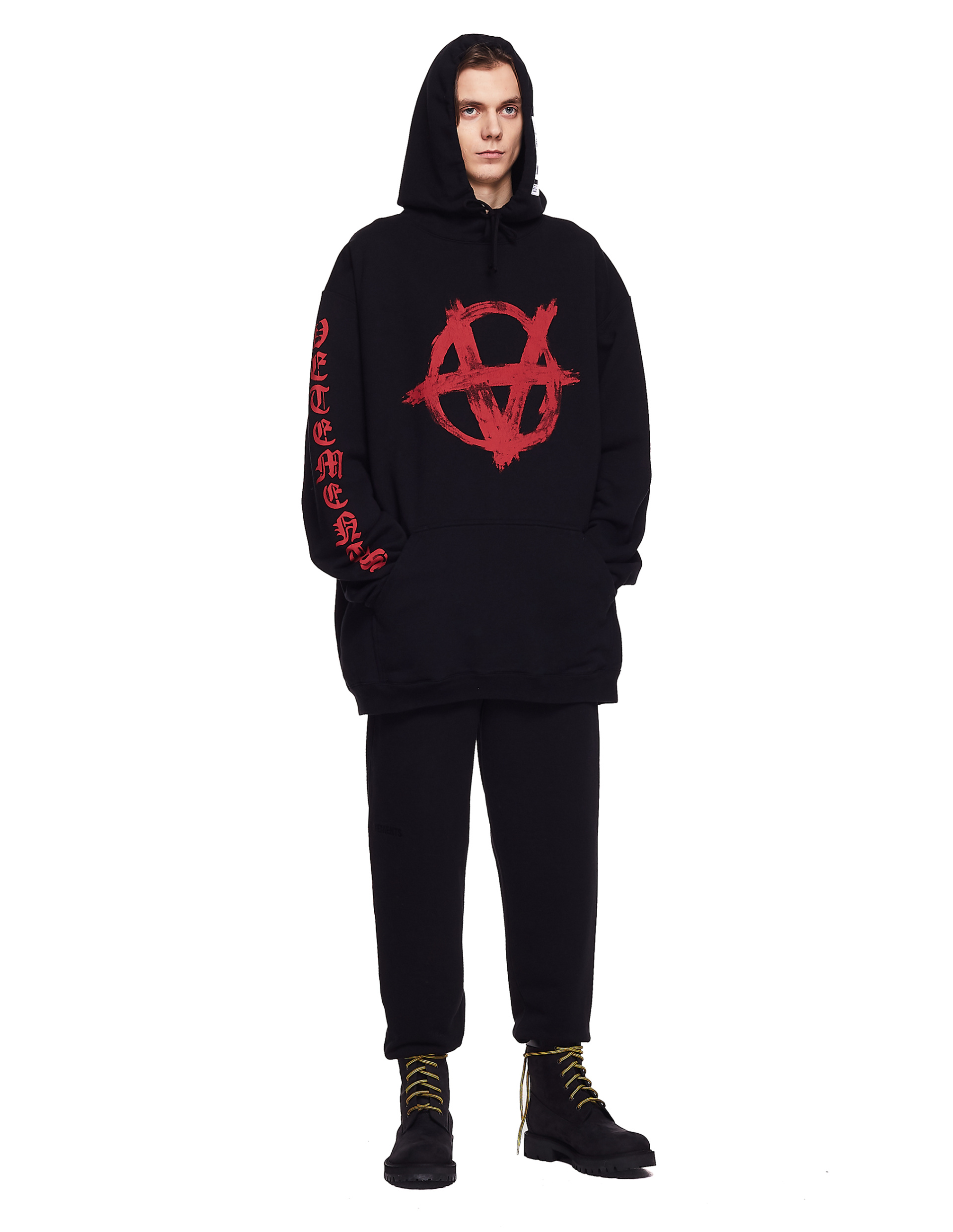 VETEMENTS Черное хлопковое худи Anarchy