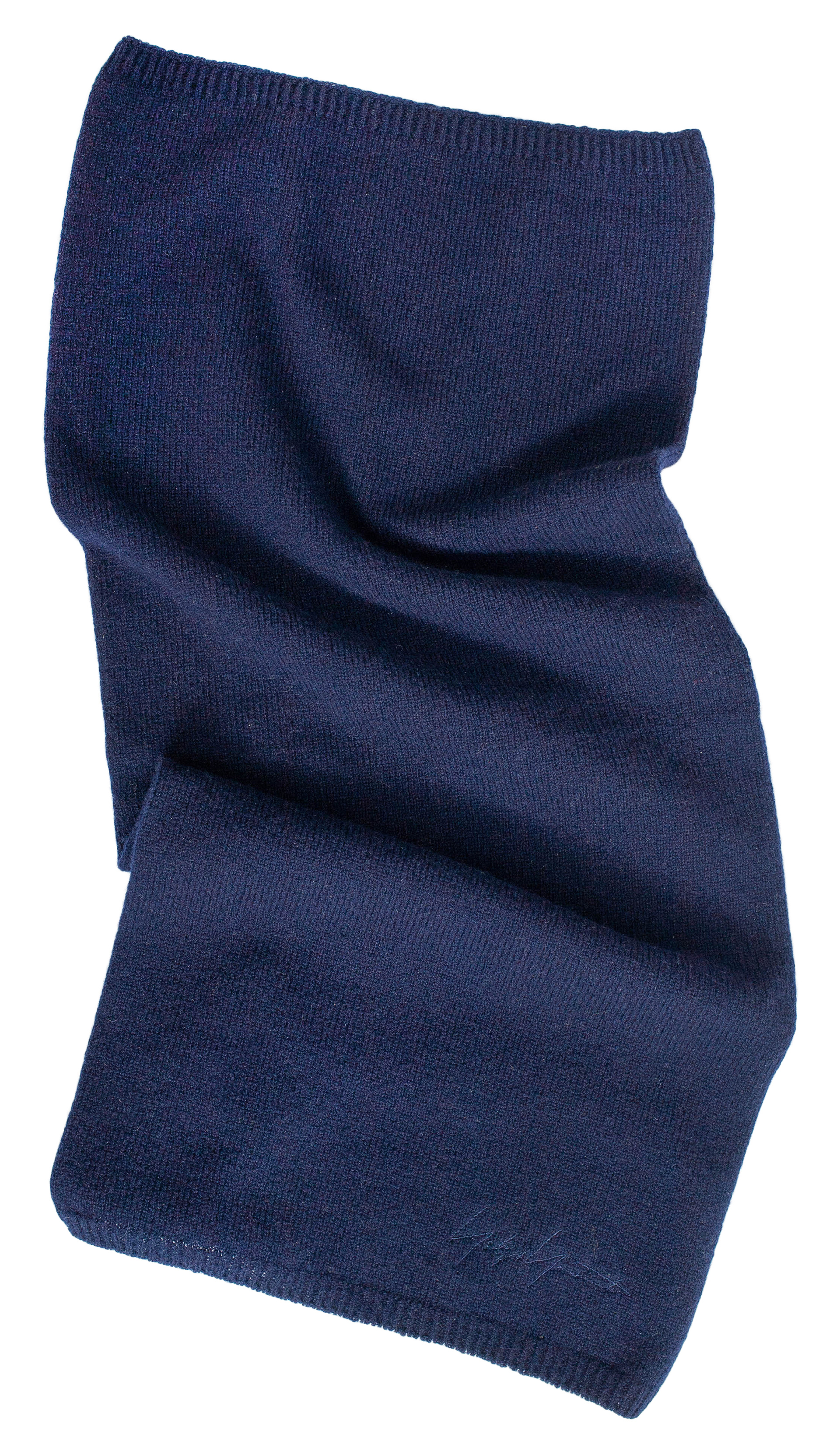 Yohji Yamamoto Темно-синий шарф-снуд с вышивкой