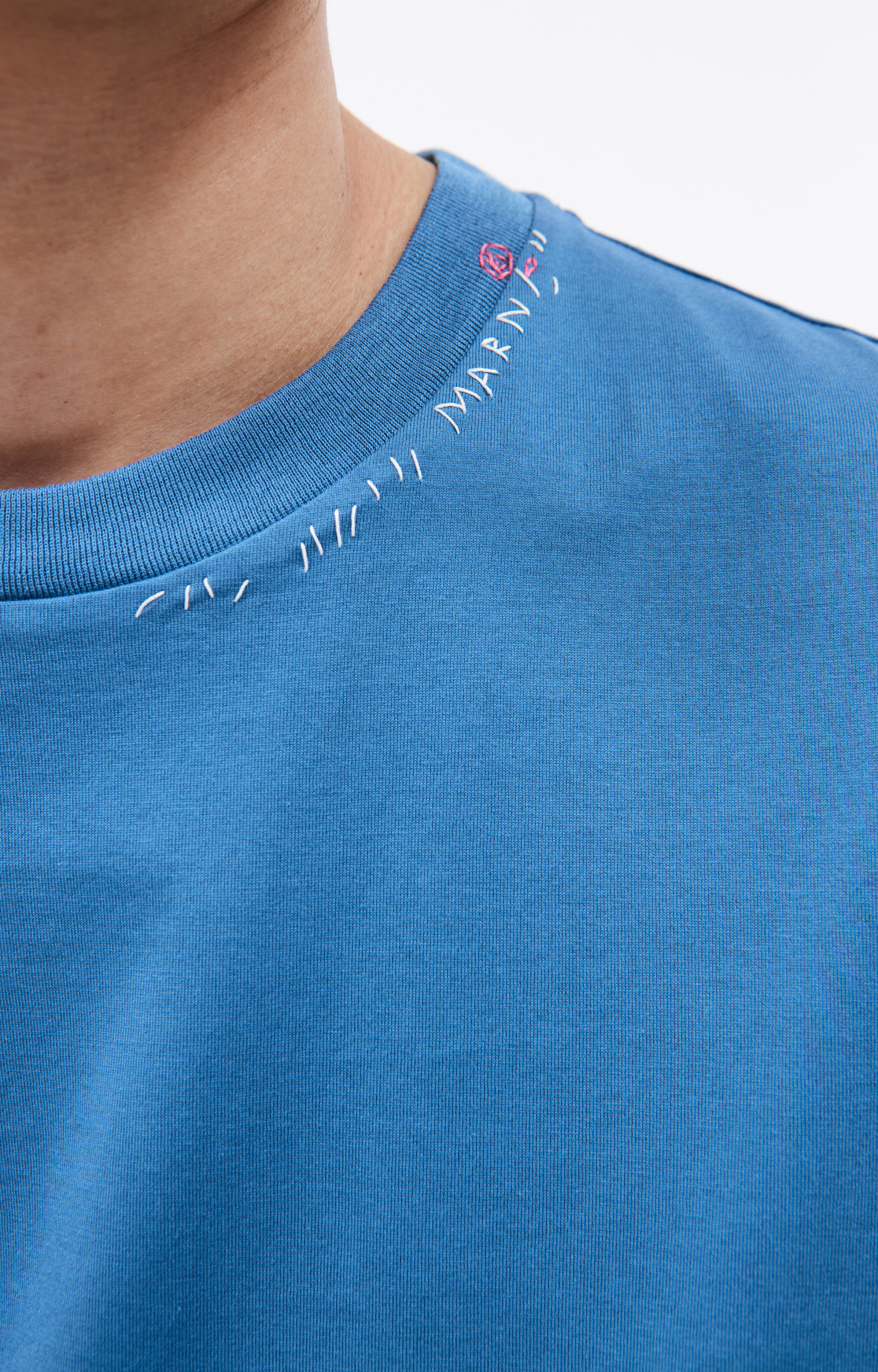 Marni Синяя футболка с принтом