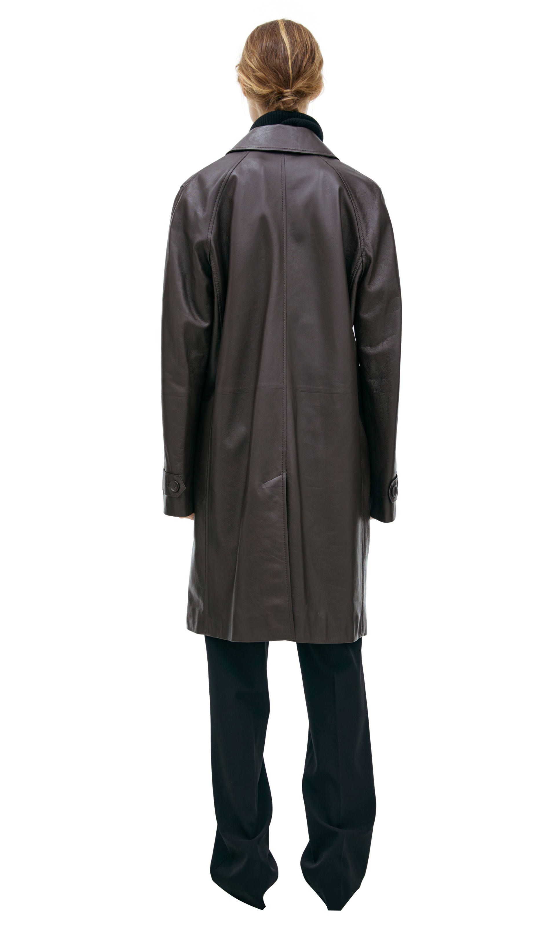 The Row Коричневое пальто из кожи