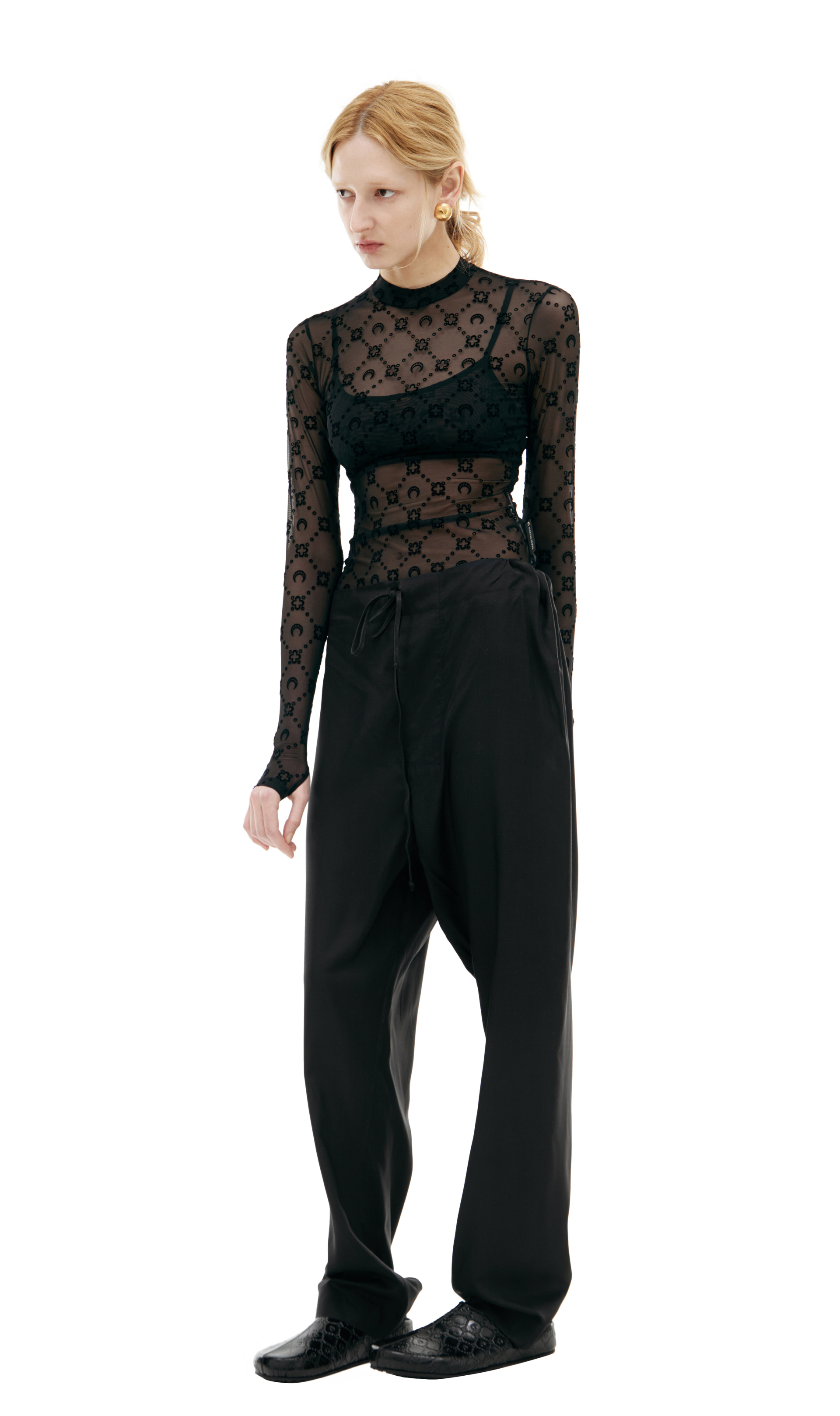 MARINE SERRE Полупрозрачный лонгслив с монограммой