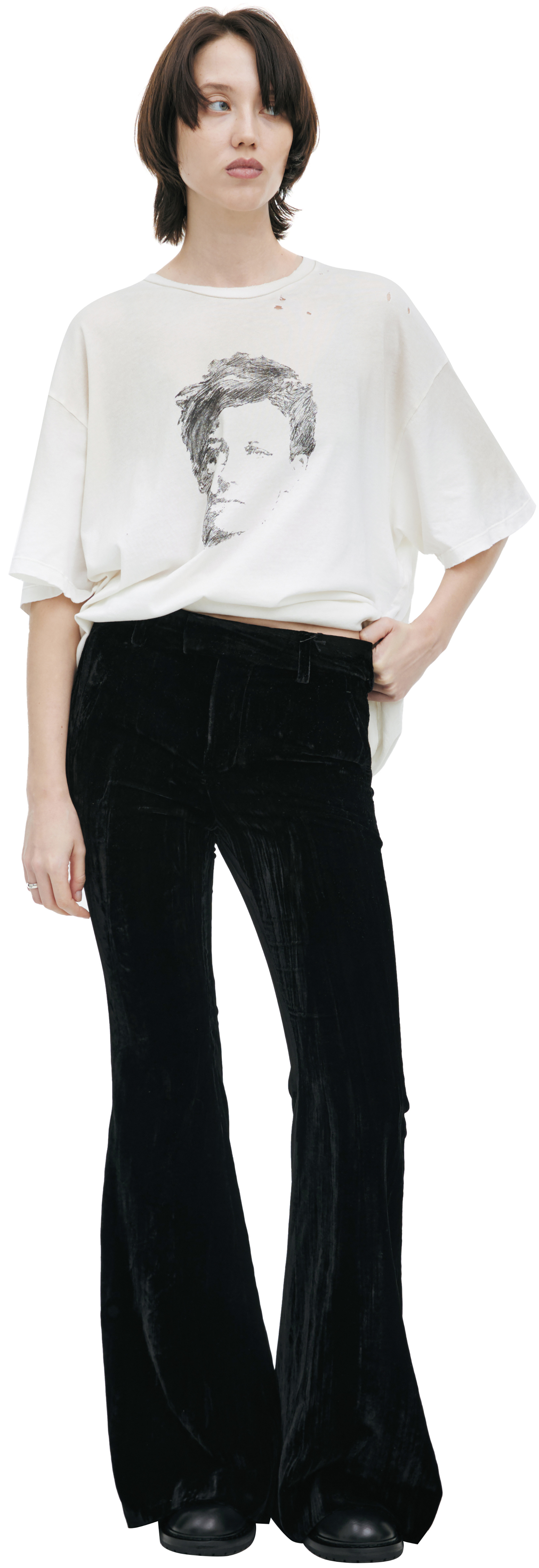 Ann Demeulemeester Бархатные брюки с завязками на талии