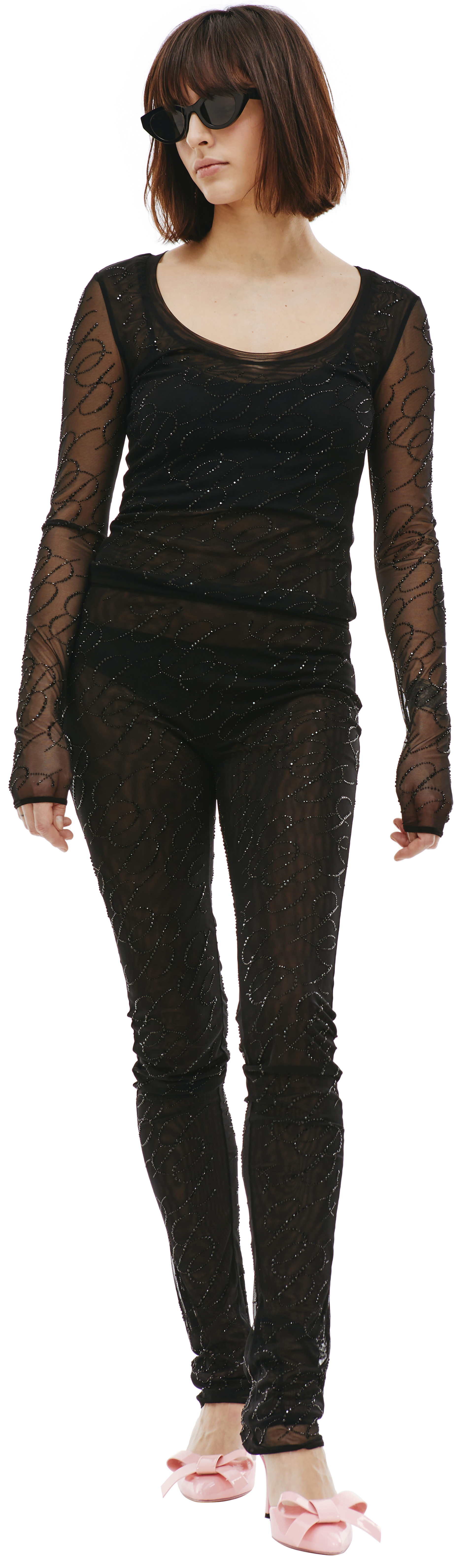 Blumarine Прозрачные леггинсы со стразами