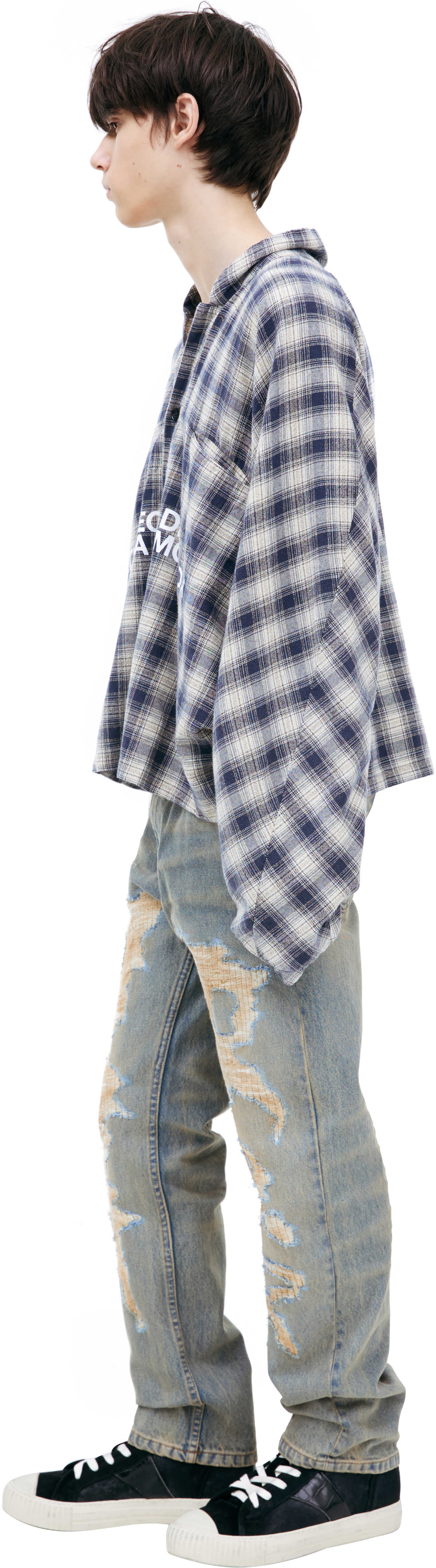 RRR123 Клетчатая рубашка с принтом