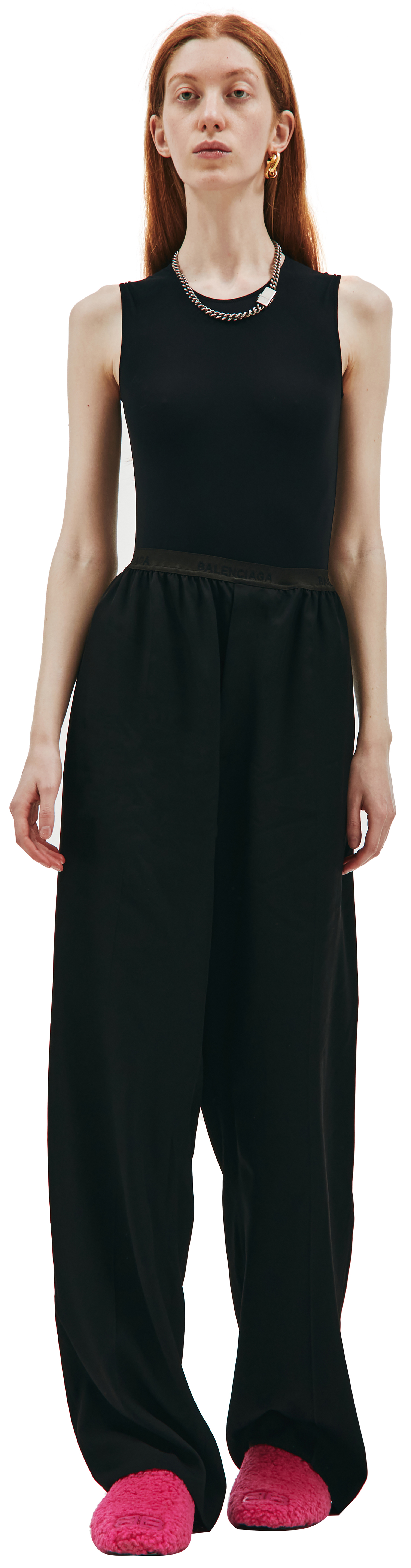 Balenciaga Широкие брюки на резинке с логотипом