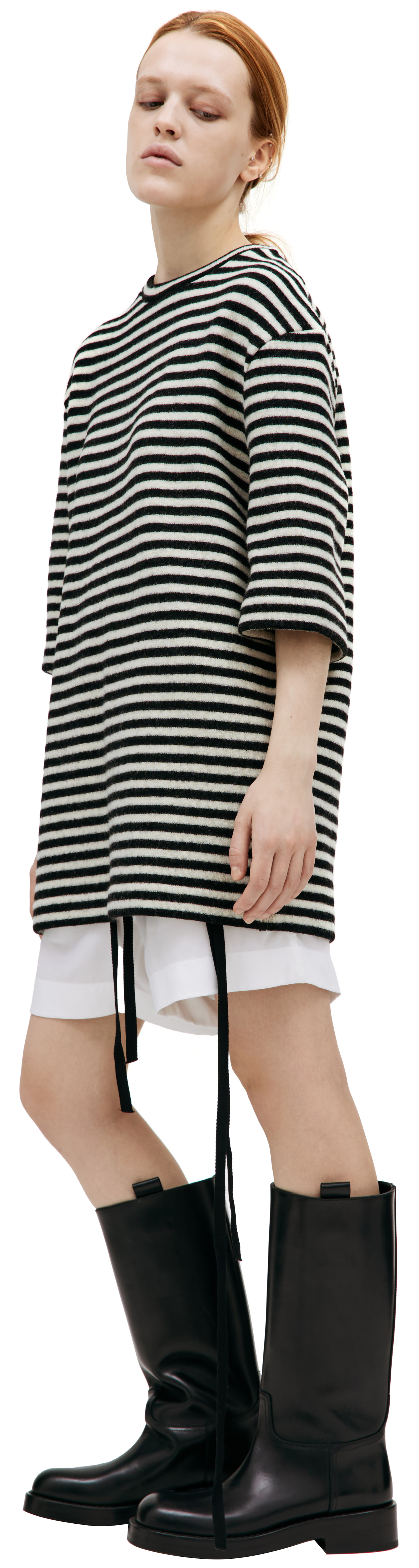 Jil Sander Шерстяной свитер с коротким рукавом