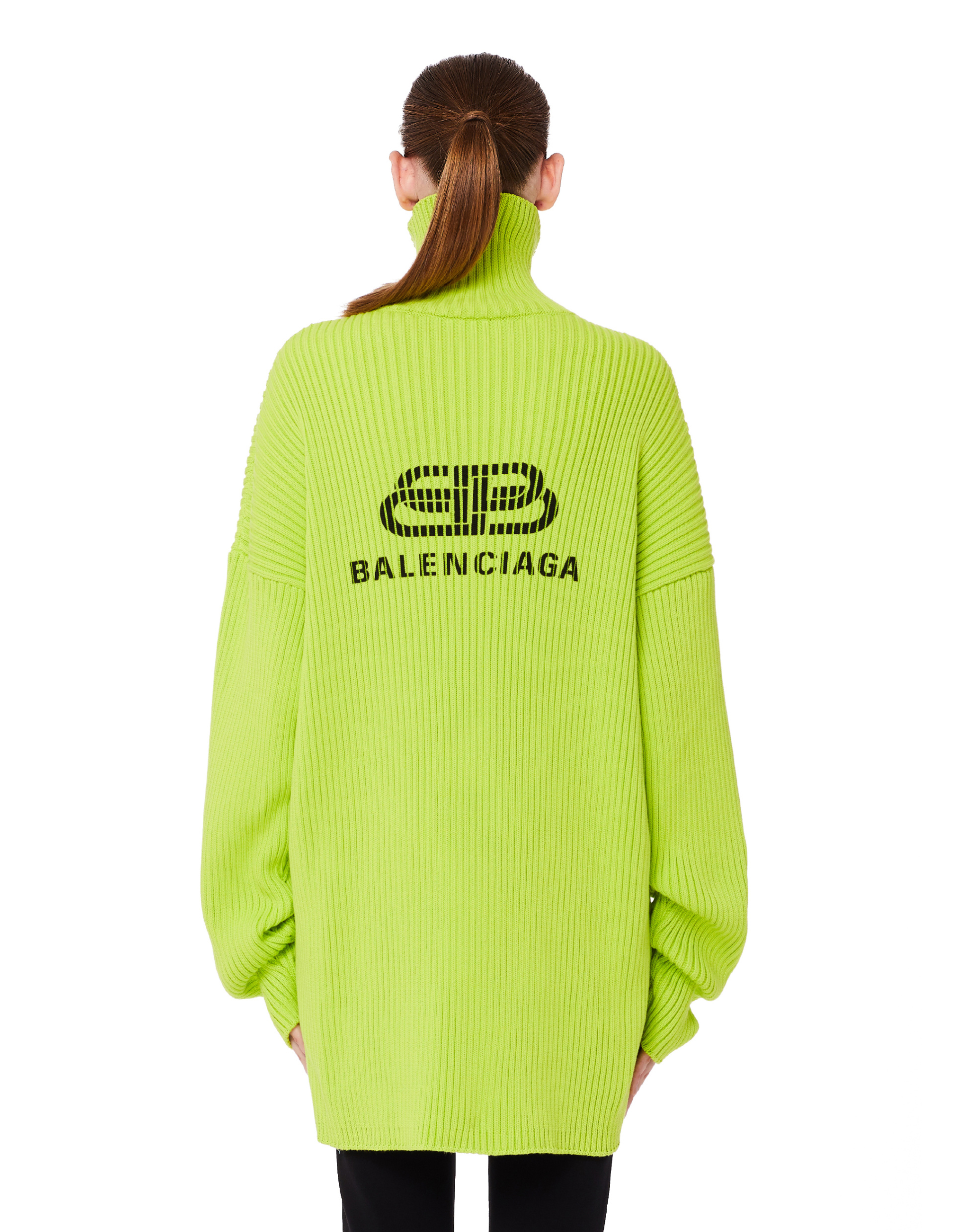 Balenciaga Неоново-зеленый свитер oversize