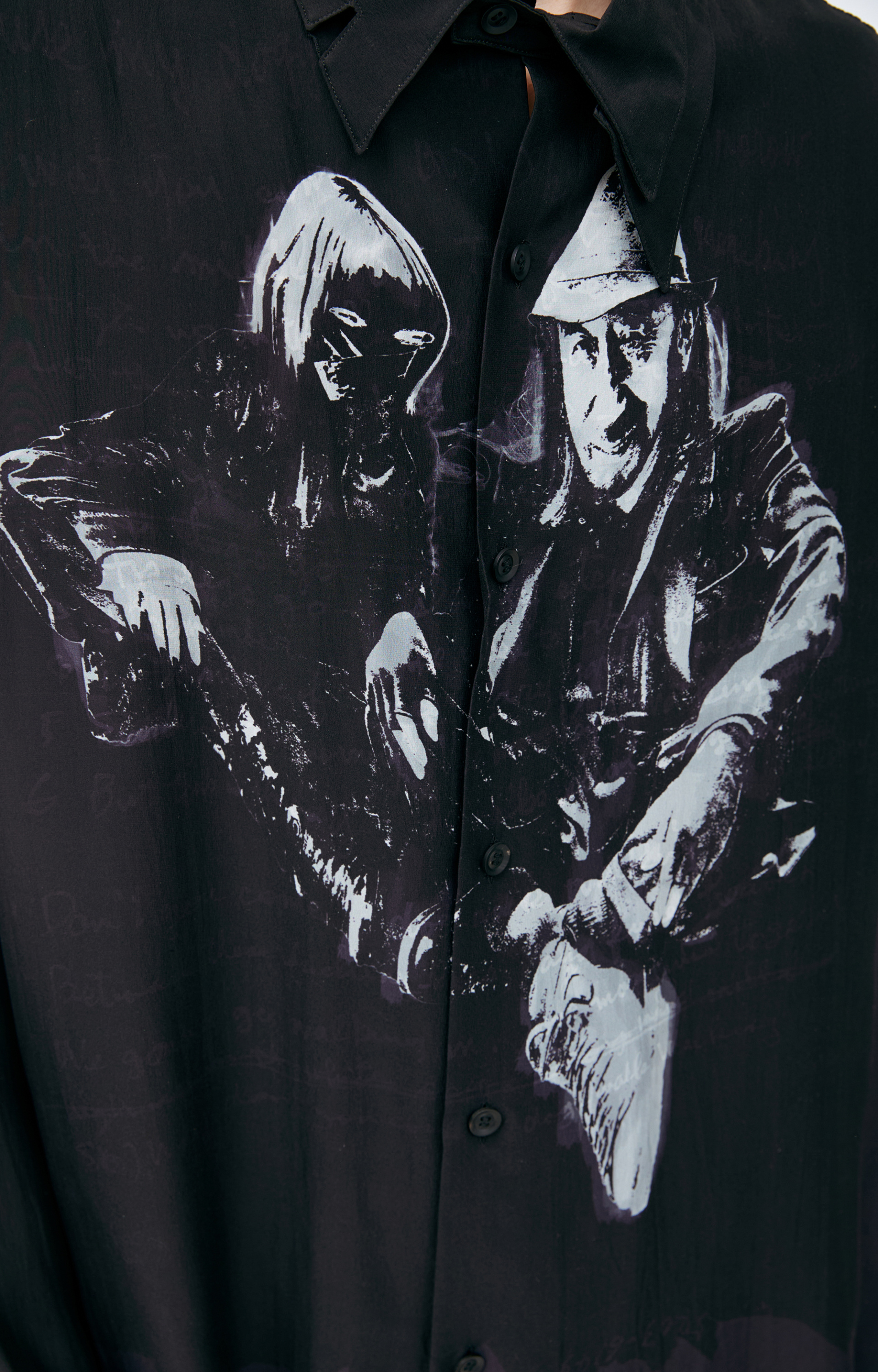 Yohji Yamamoto Шелковая рубашка с принтом