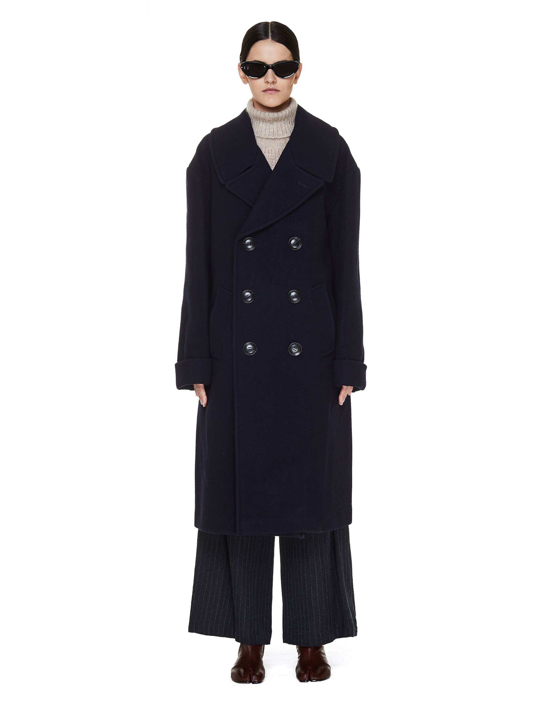 Y\'s Темно-синее пальто из шерсти