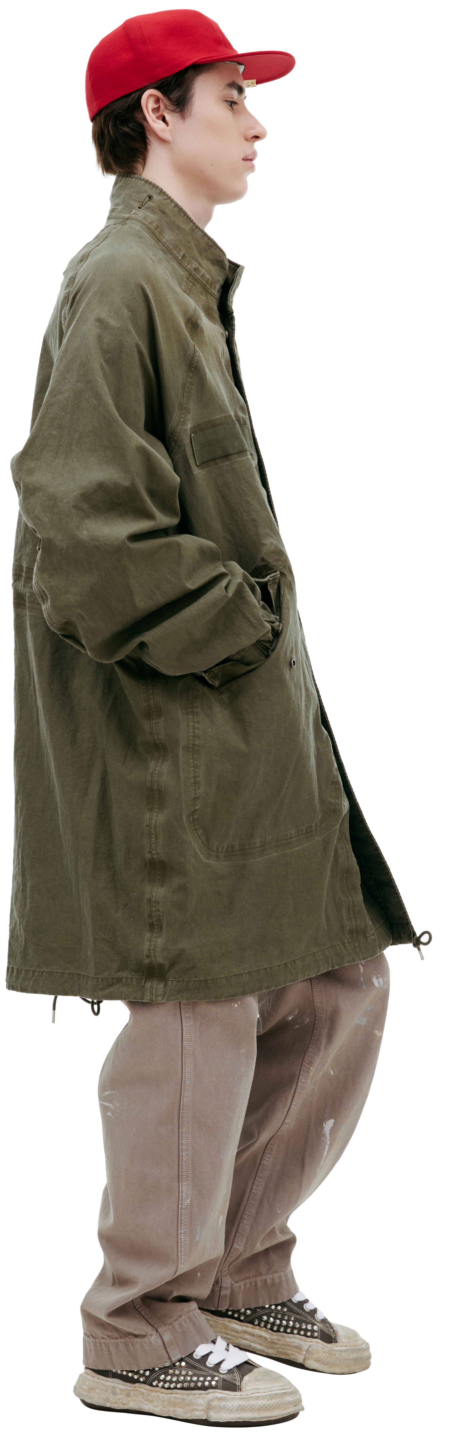 visvim Khaki parka with zipper