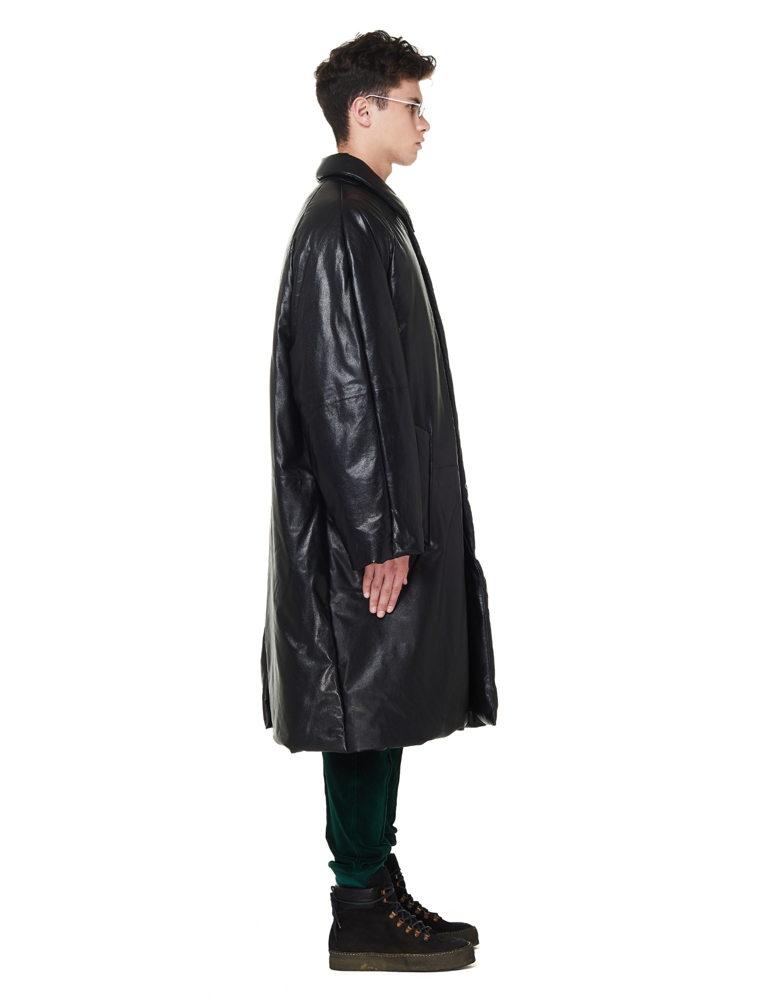 Balenciaga Кожаный утепленный плащ