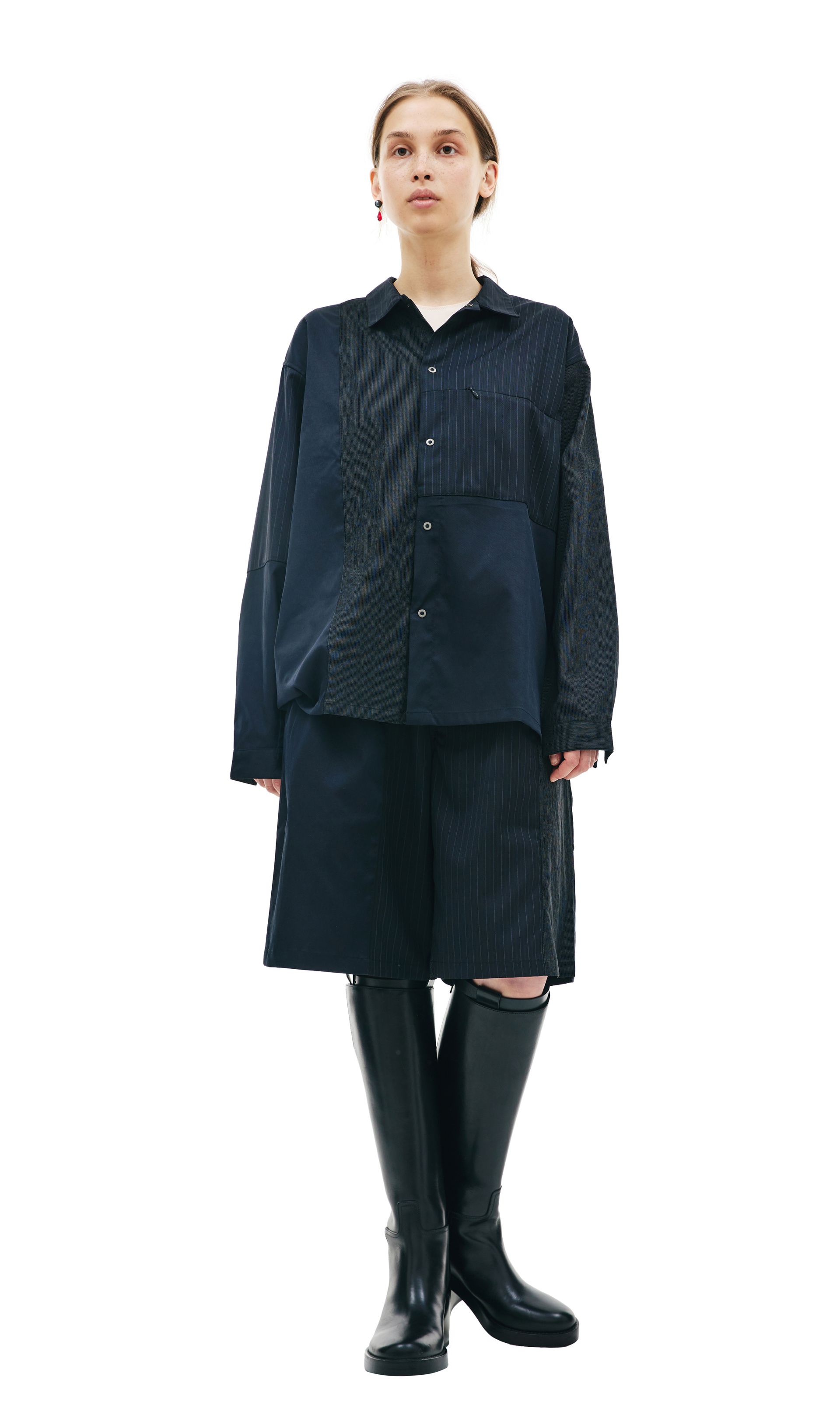 KIMMY Рубашка пэчворк в полоску