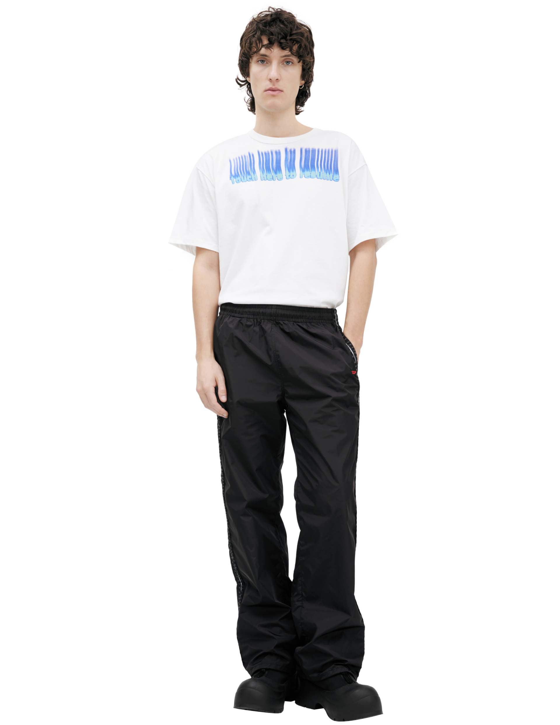 Diesel Брюки-A166850NJBU9XX спортивные, нейлон, деним лампасы, черный