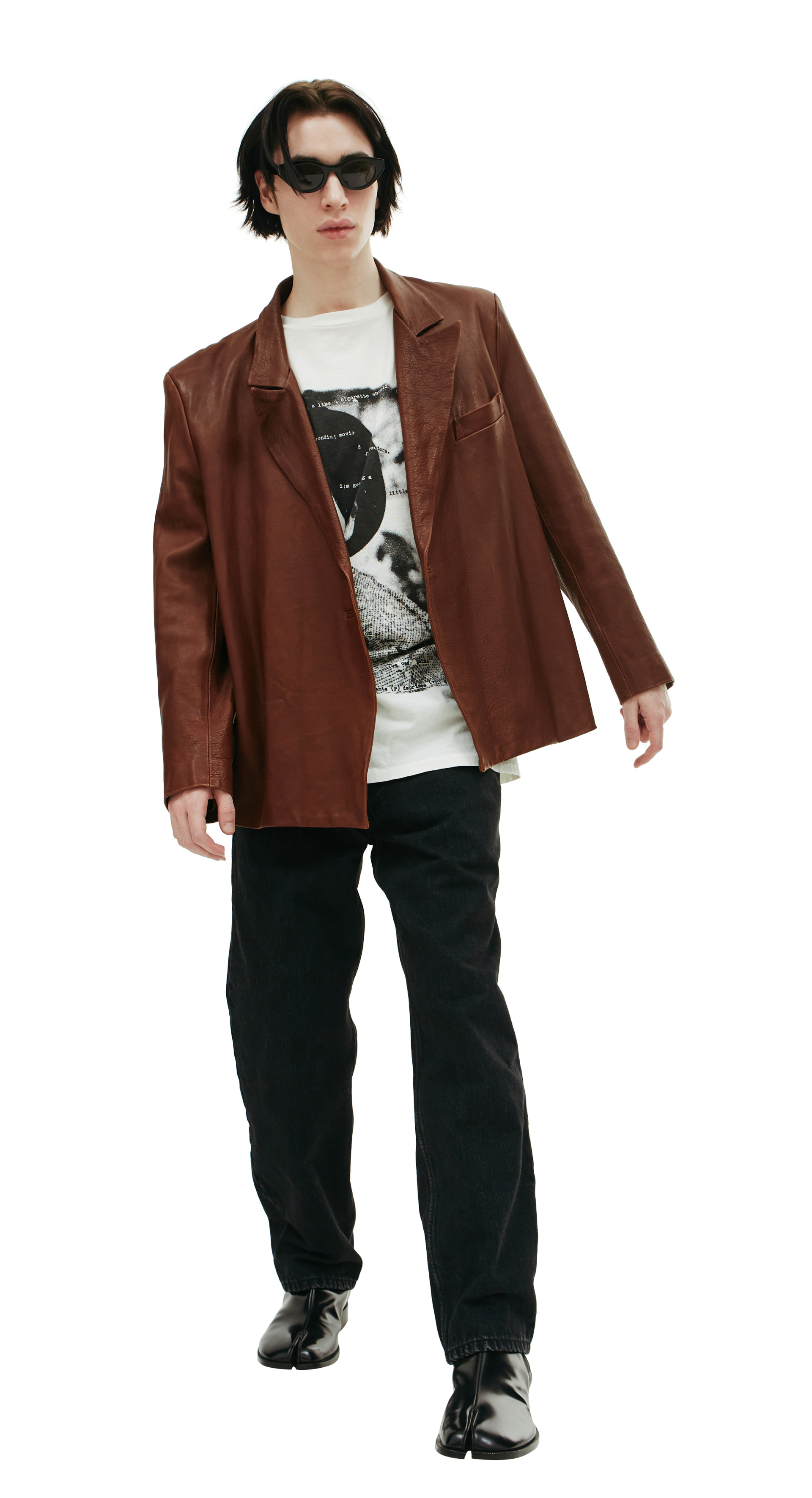 Enfants Riches Déprimés Кожаный пиджак без пуговиц