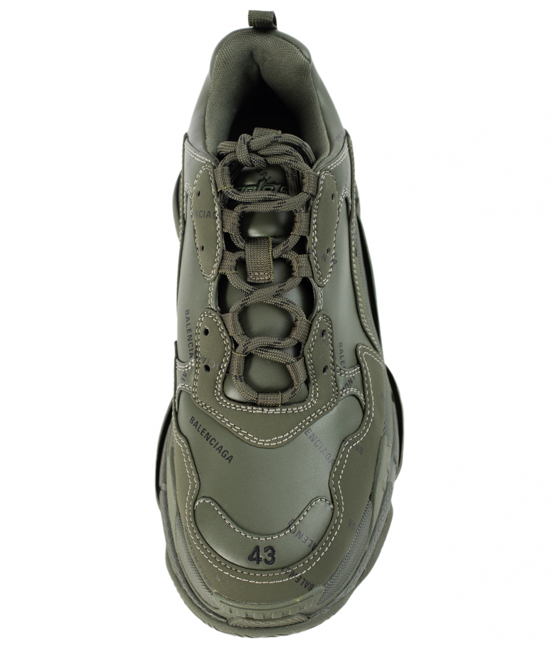 Balenciaga Зеленые кроссовки Triple S с логотипом