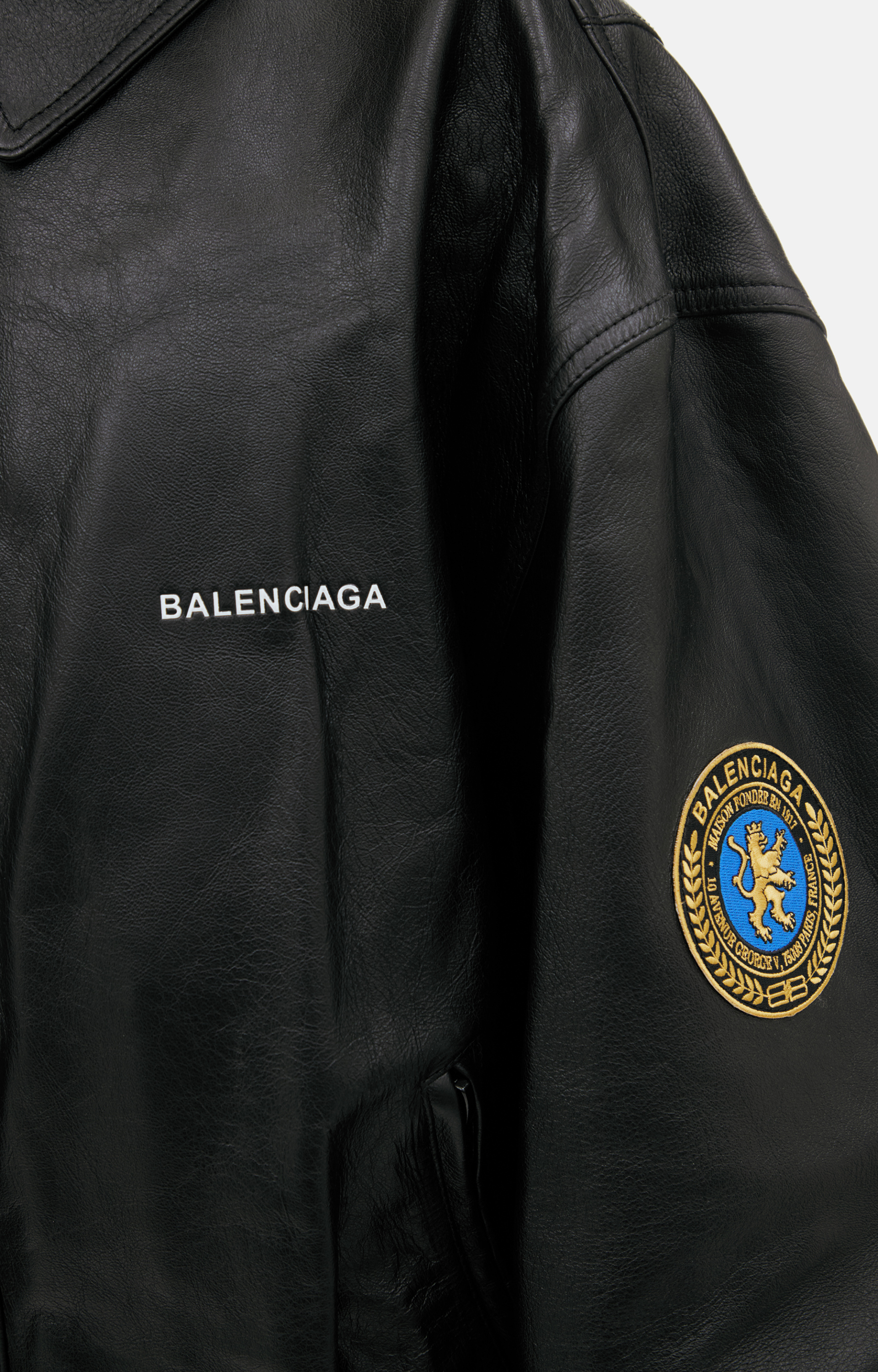 Balenciaga Кожаная куртка с патчами
