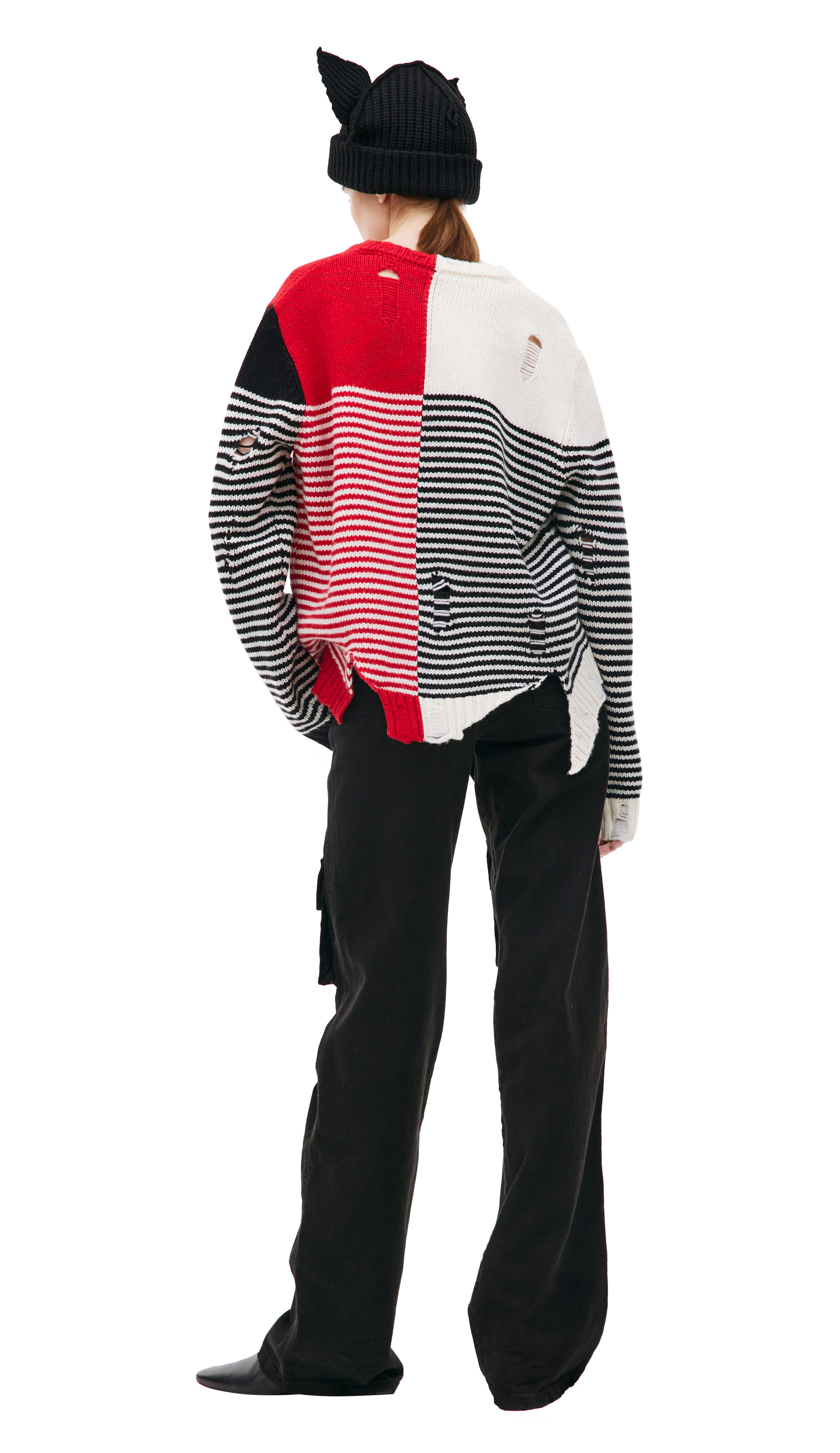 CHARLES JEFFREY LOVERBOY Рваный кардиган в полоску