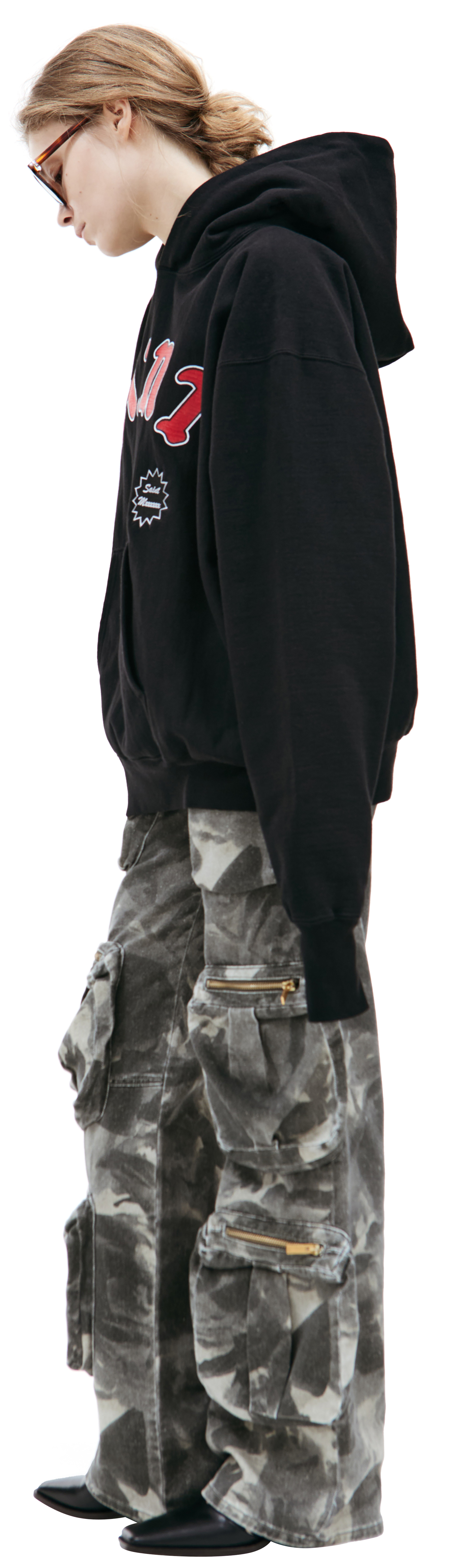 Saint Michael Черное худи с контрастным логотипом