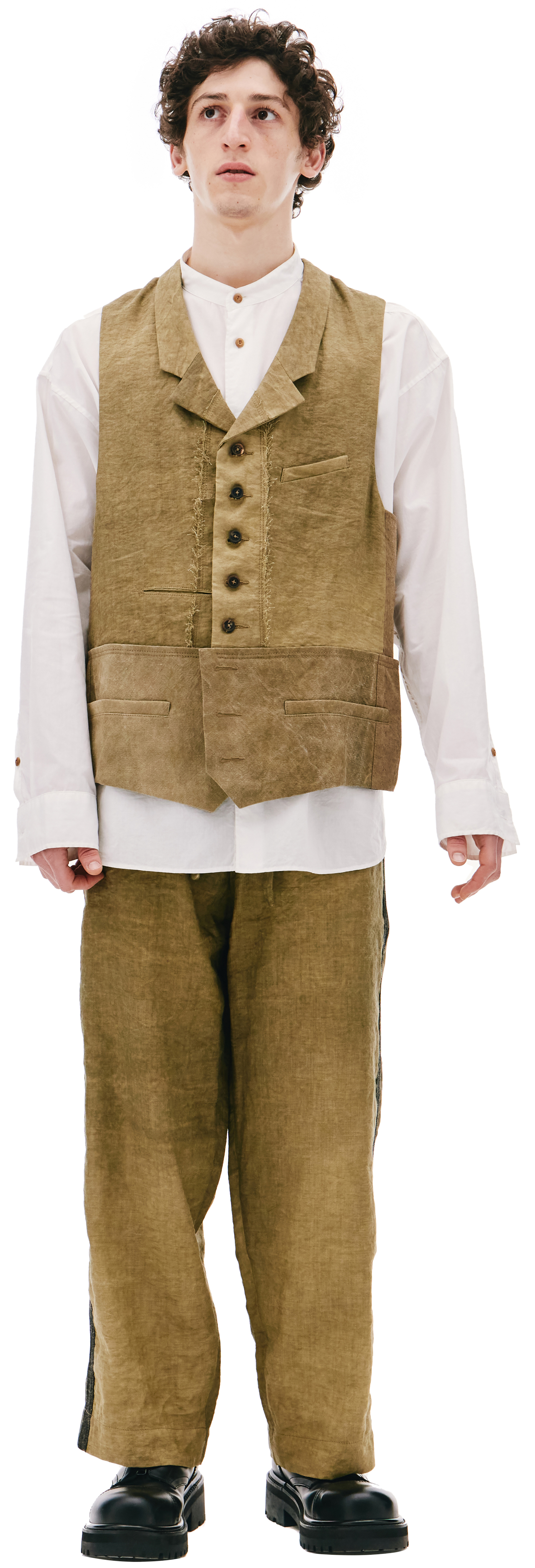 Ziggy Chen Хлопковый жилет цвета хаки
