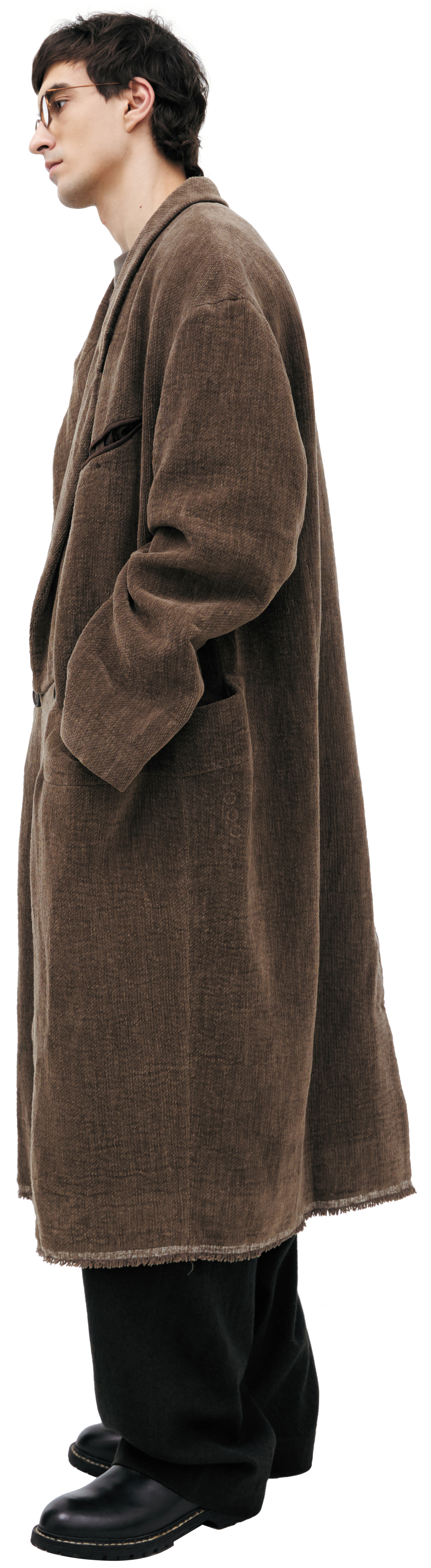 Ziggy Chen Двубортно пальто из хлопка и льна