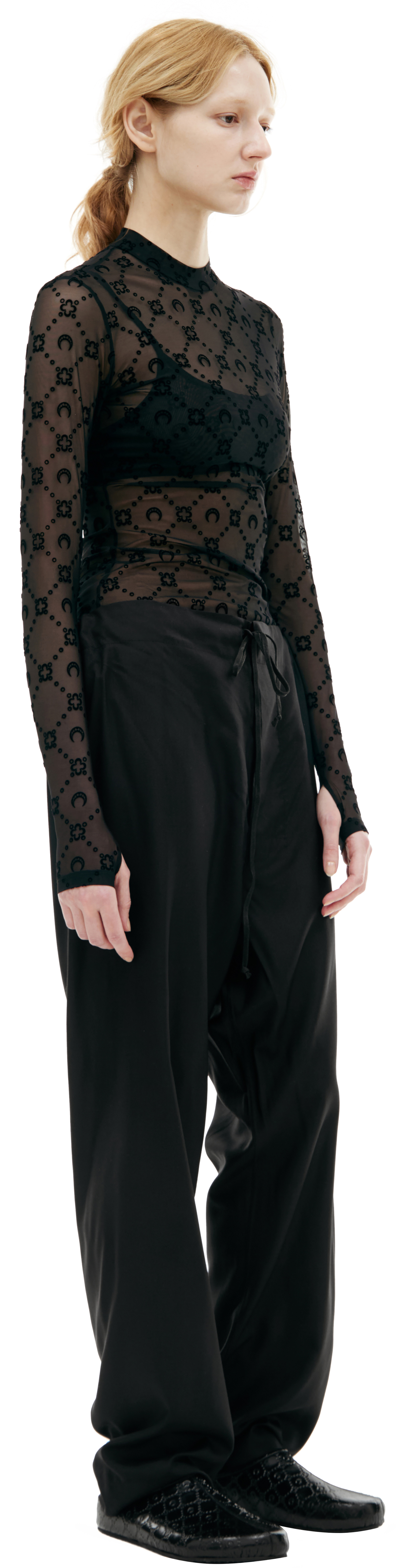 MARINE SERRE Полупрозрачный лонгслив с монограммой