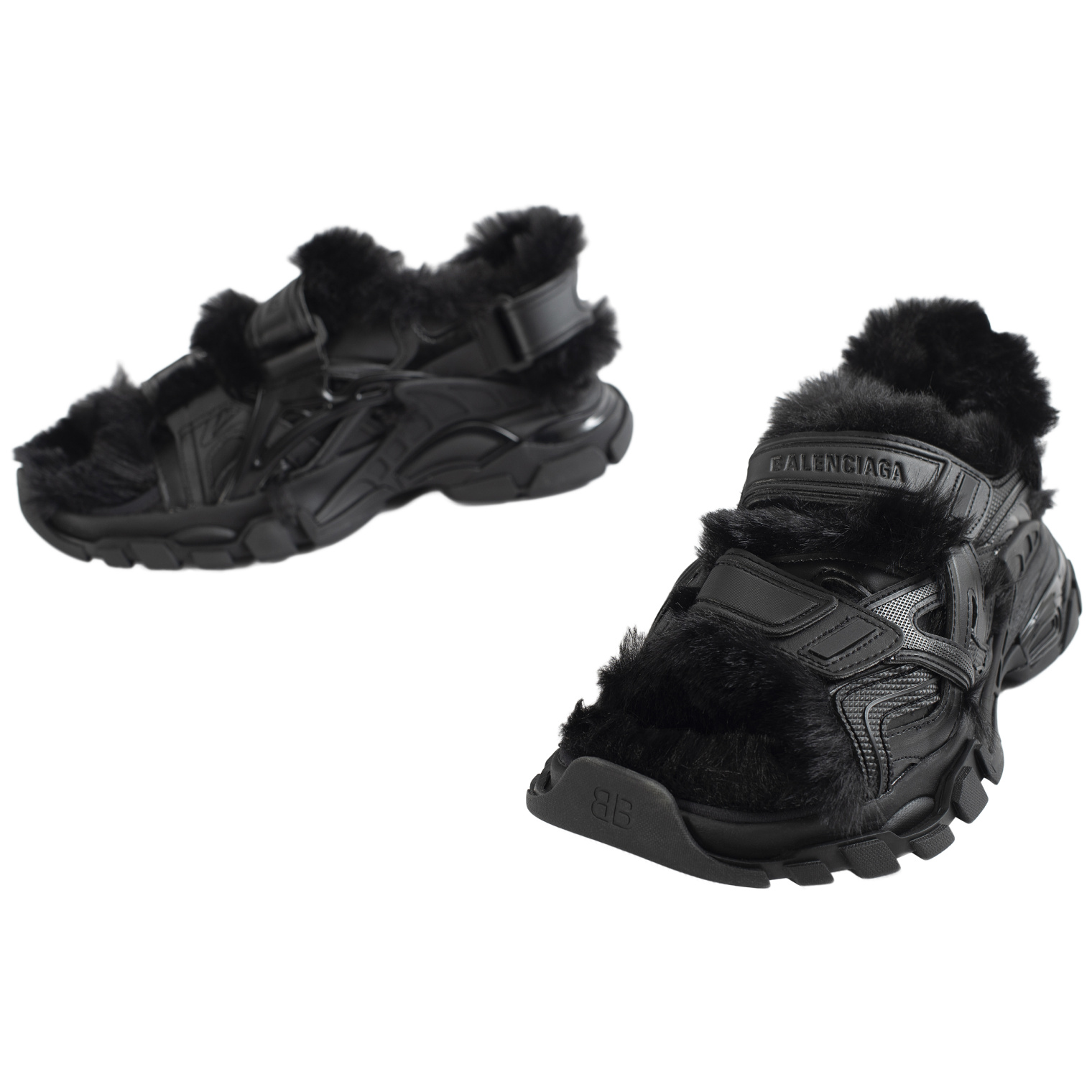 Balenciaga Черные сандалии Track с мехом