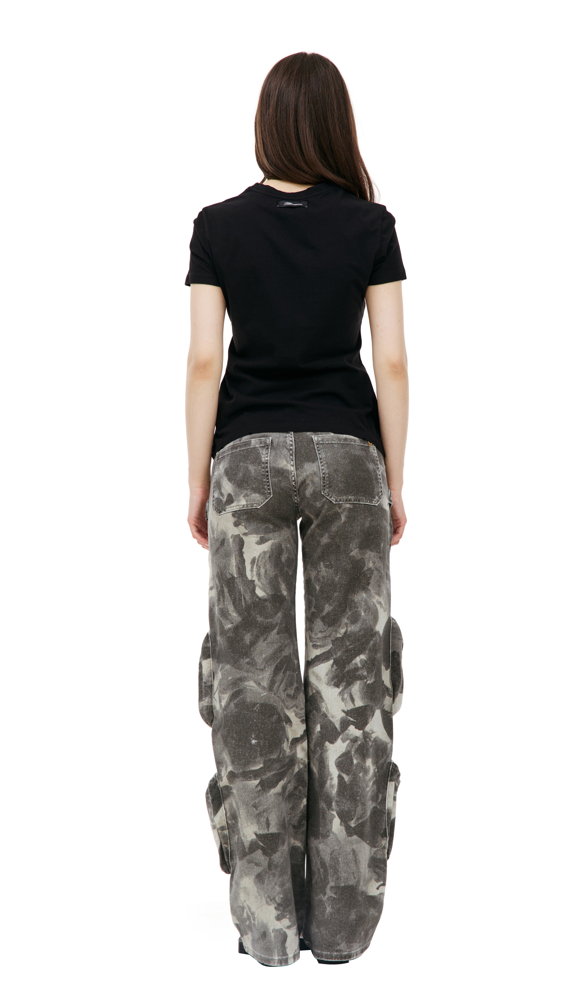 Blumarine Черная футболка с логотипом из страз