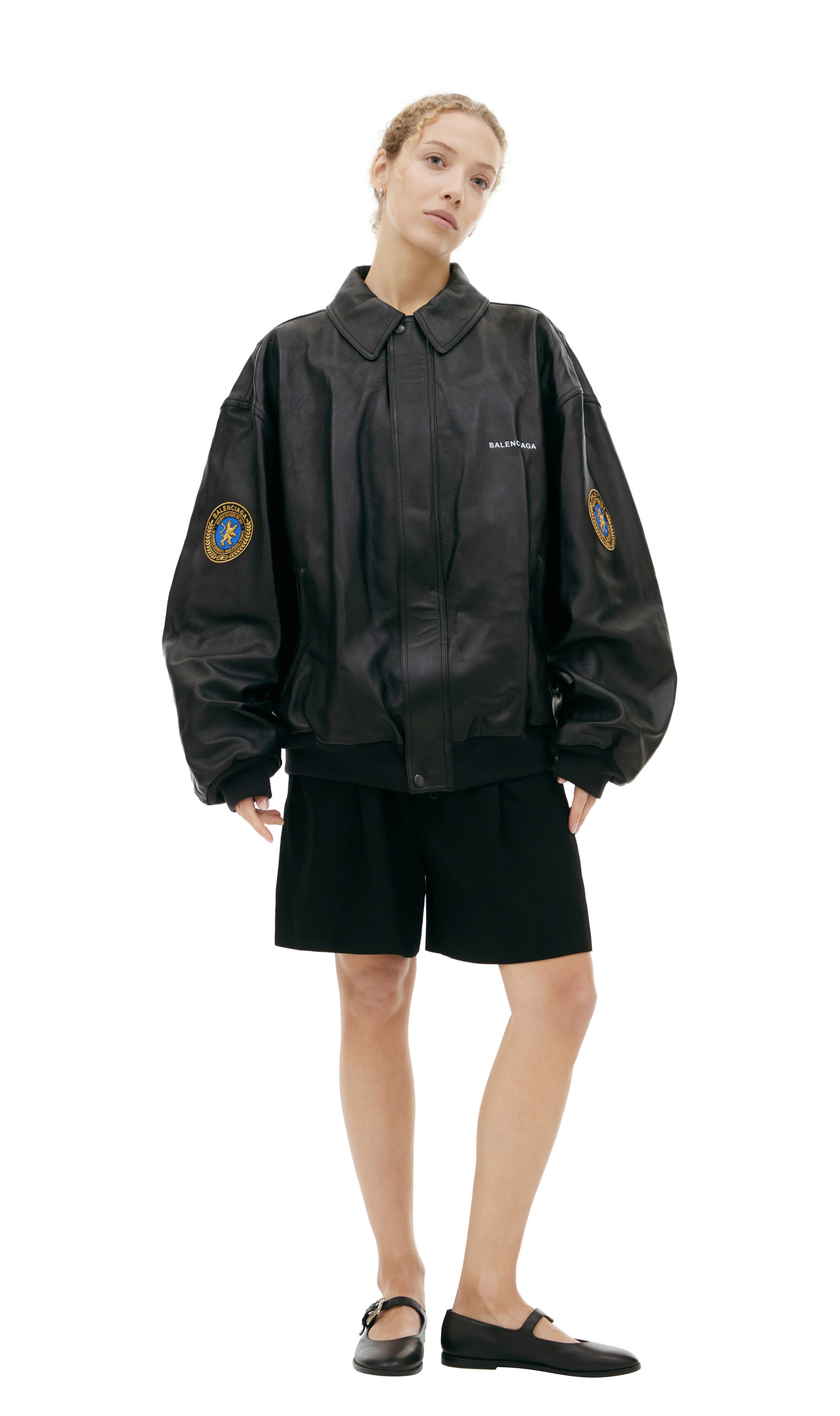 Balenciaga Кожаная куртка с патчами