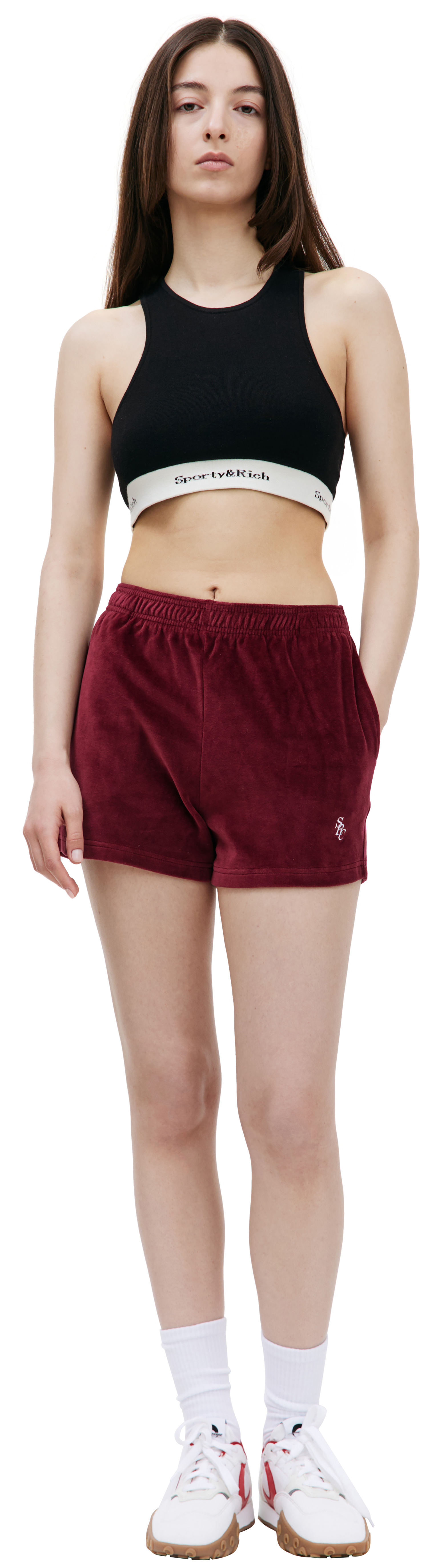 SPORTY & RICH Велюровые шорты SRC