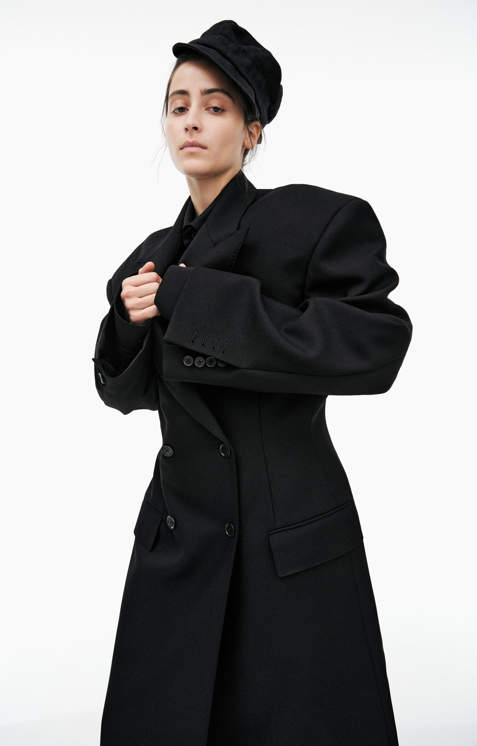 Balenciaga Пальто-814488/TKT29/1000 2-борт, 6 пуг, черн